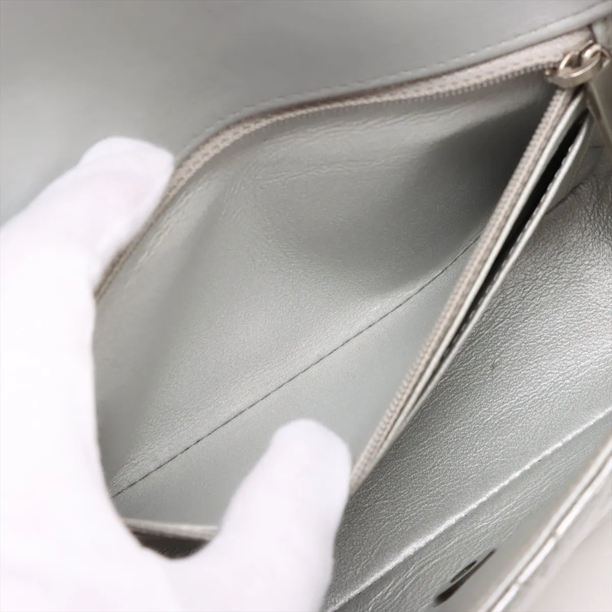 chevron coated leather single flap single chain bag V stitch silver hardware 25701569 25th series — view 7