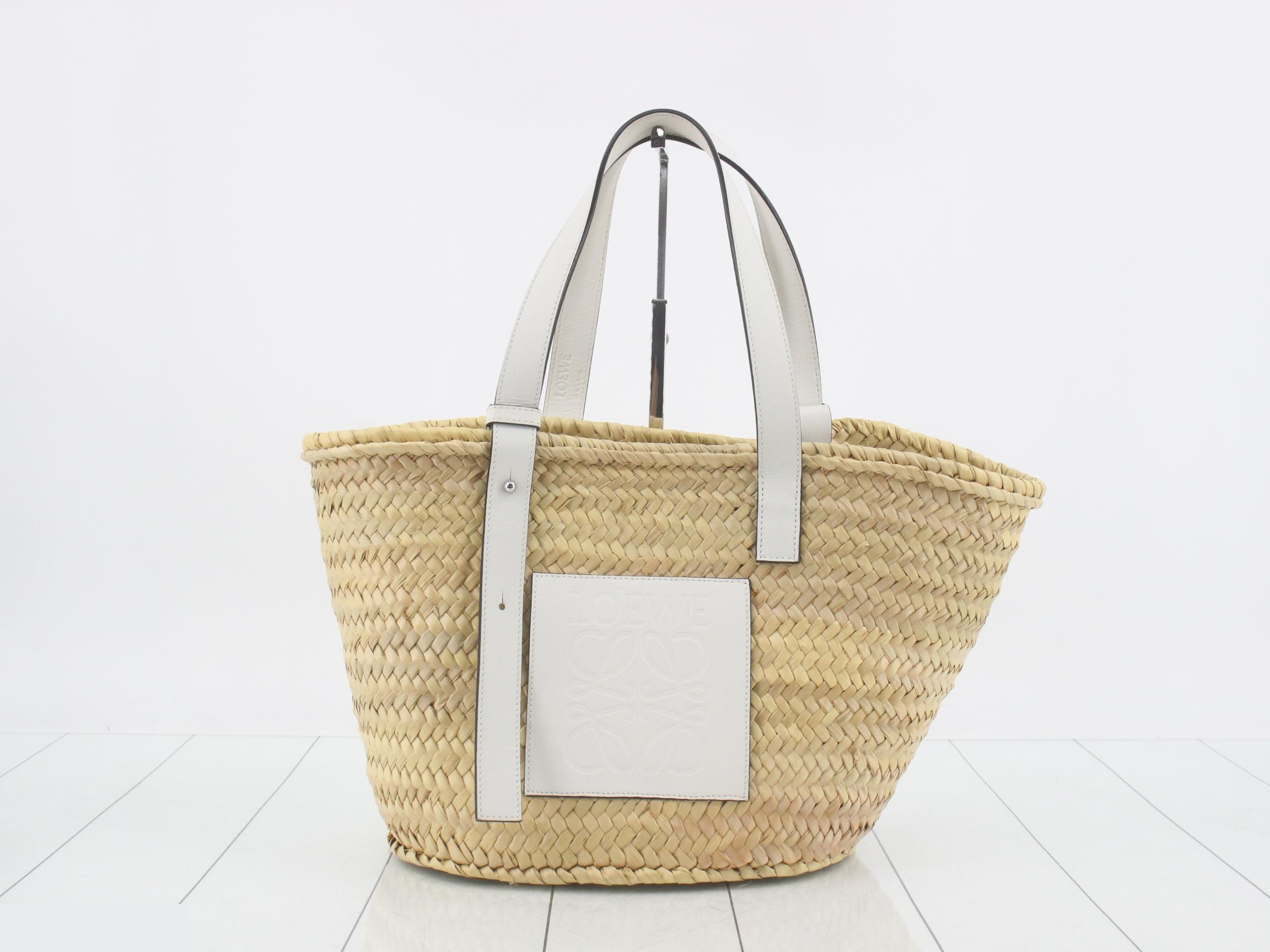 Straw Basket, Small, White