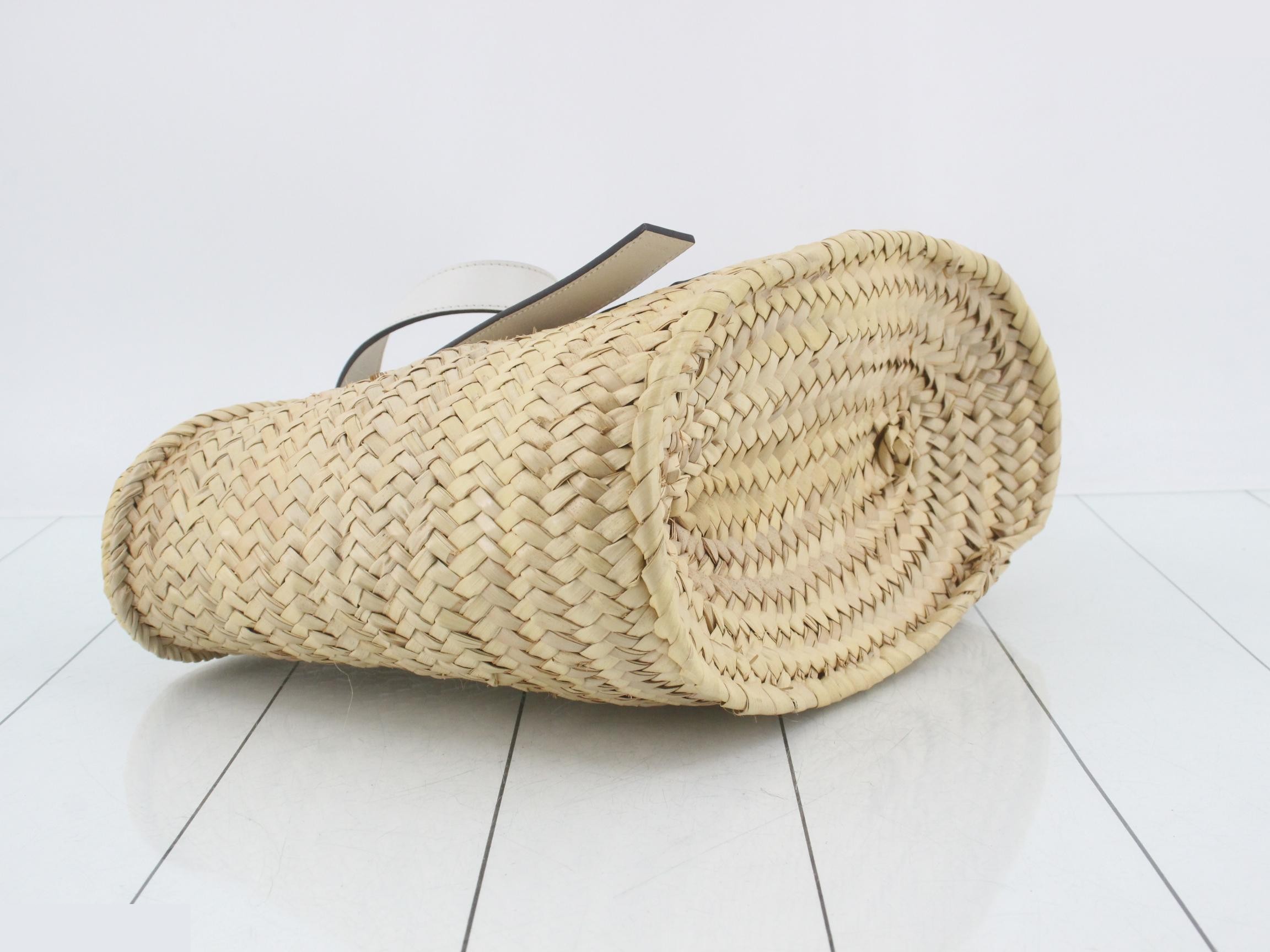 Straw Basket, Small, White — view 5