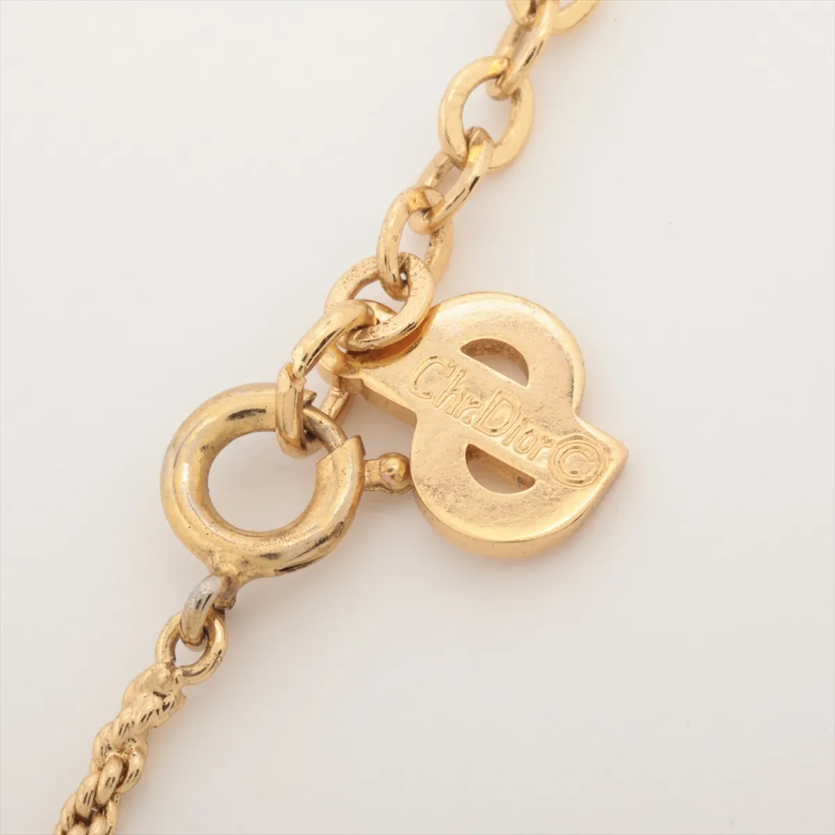 logo necklace, GP x rhinestone, gold, — view 4