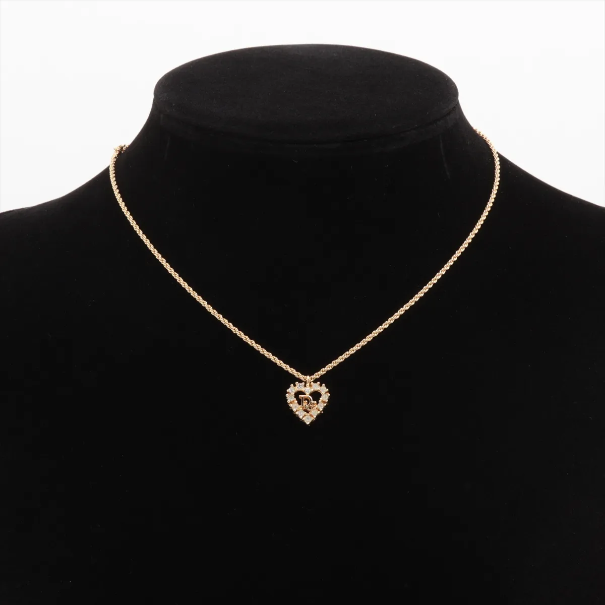 logo necklace, GP x rhinestone, gold, — view 5