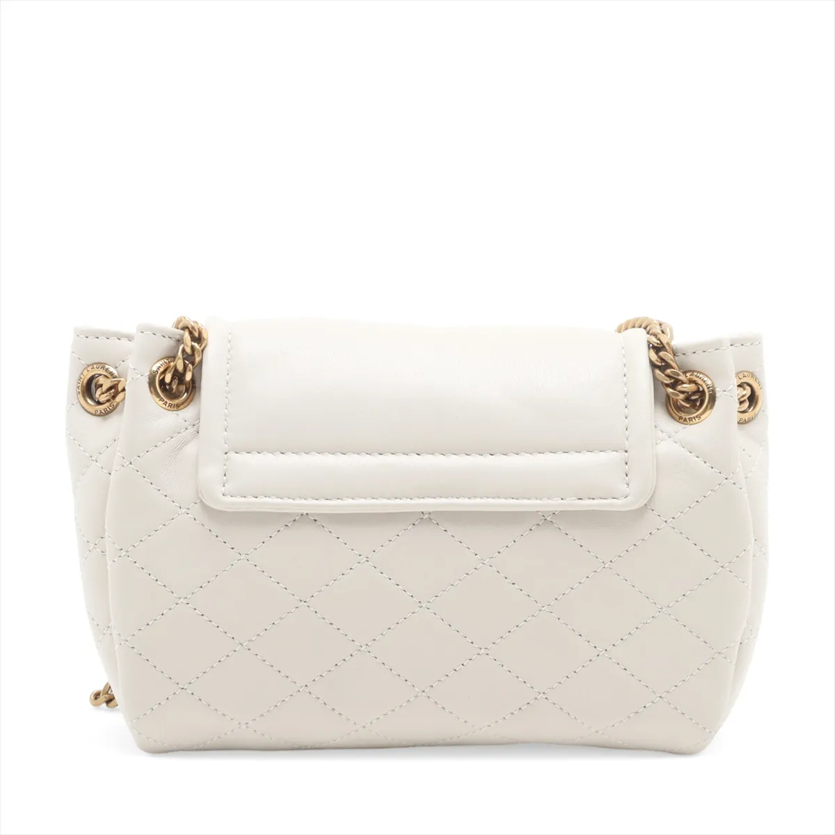 Mini Nolita Leather Chain Shoulder Bag, White, 672738 — view 2