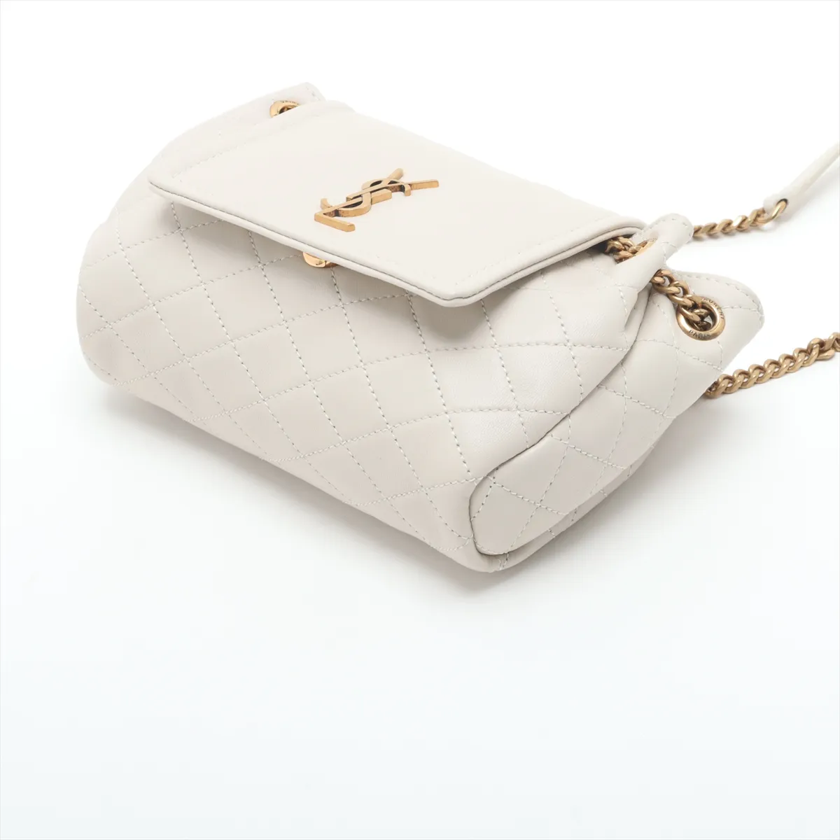 Mini Nolita Leather Chain Shoulder Bag, White, 672738 — view 3