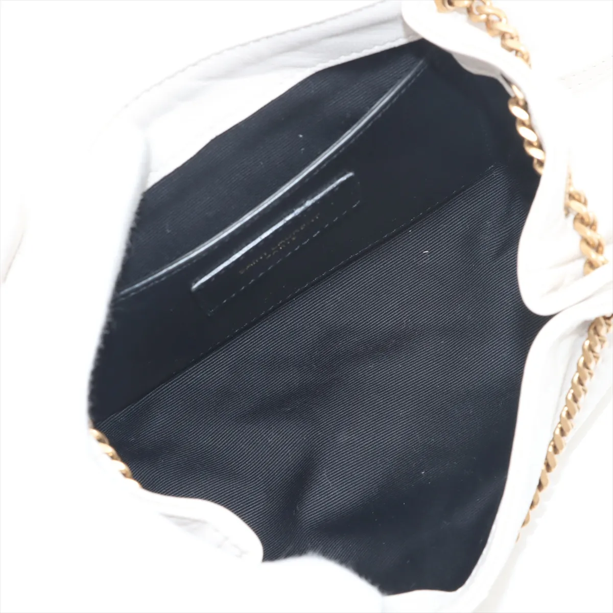 Mini Nolita Leather Chain Shoulder Bag, White, 672738 — view 6