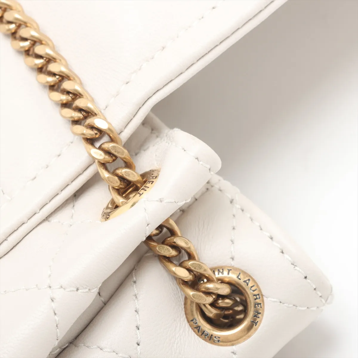 Mini Nolita Leather Chain Shoulder Bag, White, 672738 — view 9