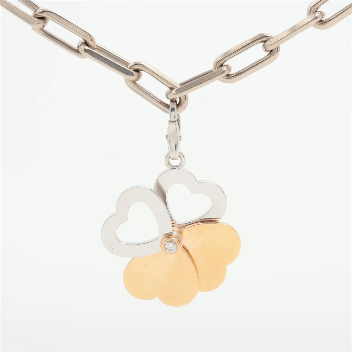 Santos de Cartier Necklace 750 (PG x WG) 66.1g TM1784 BS0072 with Clover Diamond Charm