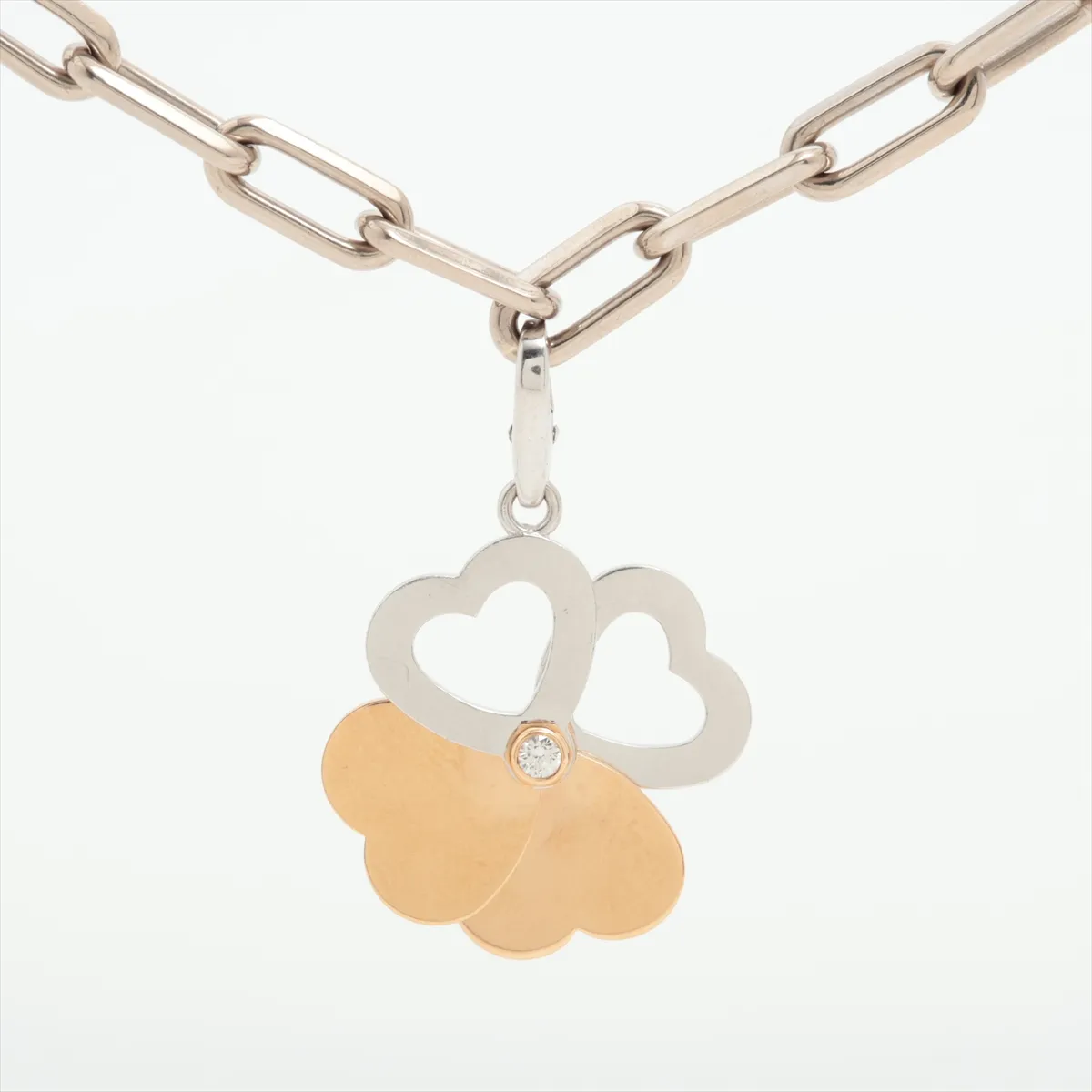Santos de Cartier Necklace 750 (PG x WG) 66.1g TM1784 BS0072 with Clover Diamond Charm — view 2