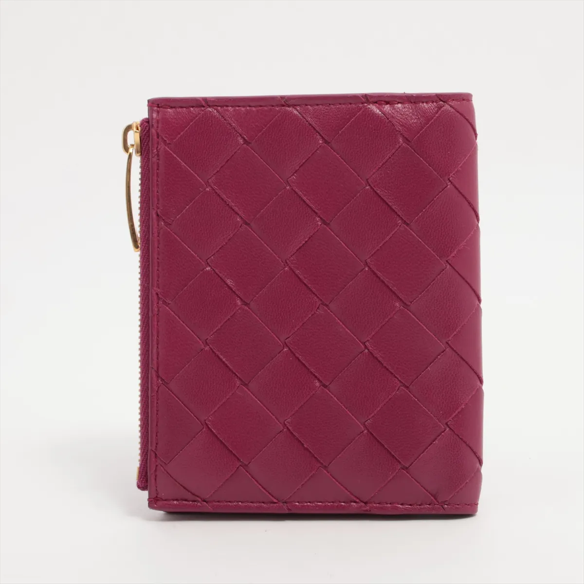 Intrecciato Leather Compact Wallet Purple — view 2