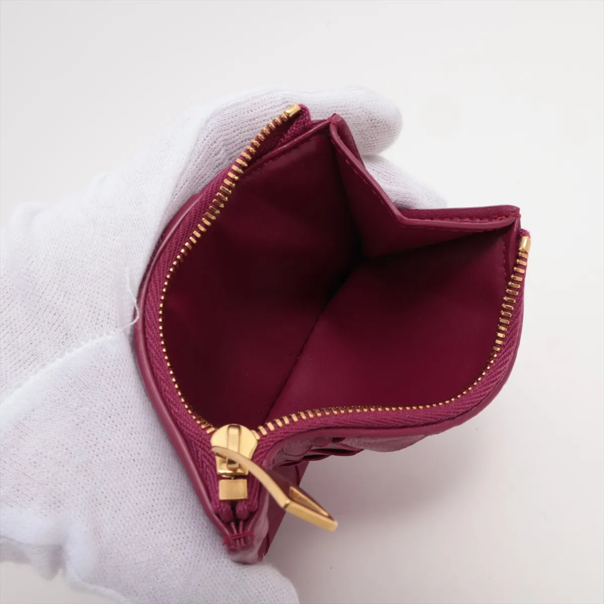 Intrecciato Leather Compact Wallet Purple — view 5