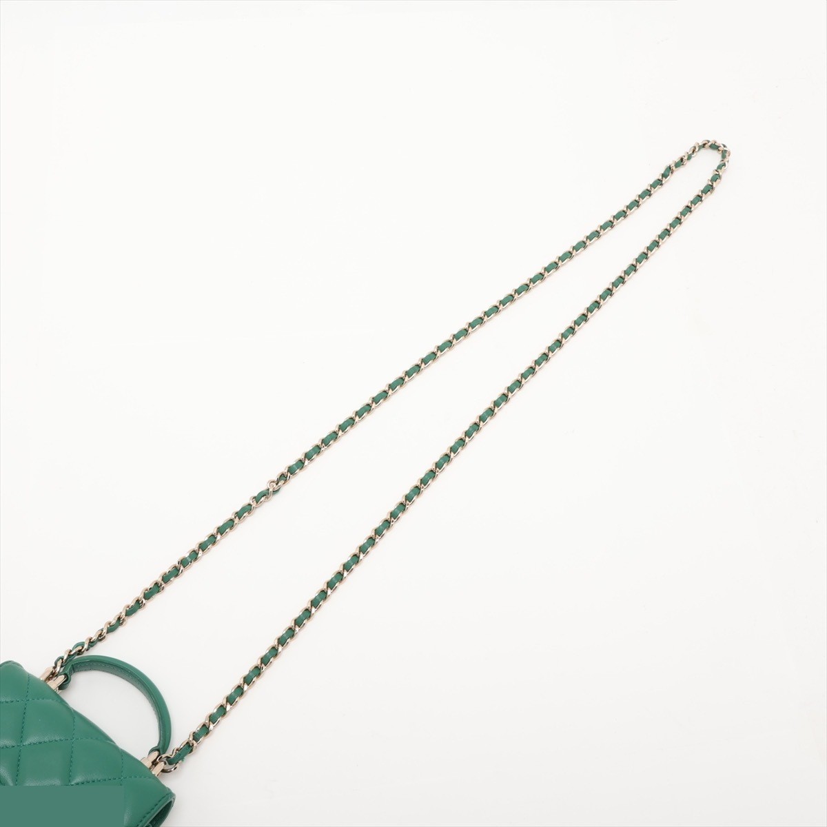 Matelassé Lambskin 2-Way Handbag, Green, Gold Hardware — view 7