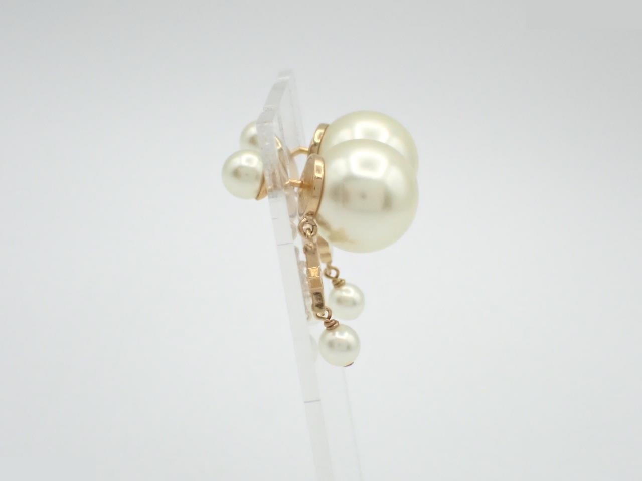 Faux pearl and stone earrings — view 3