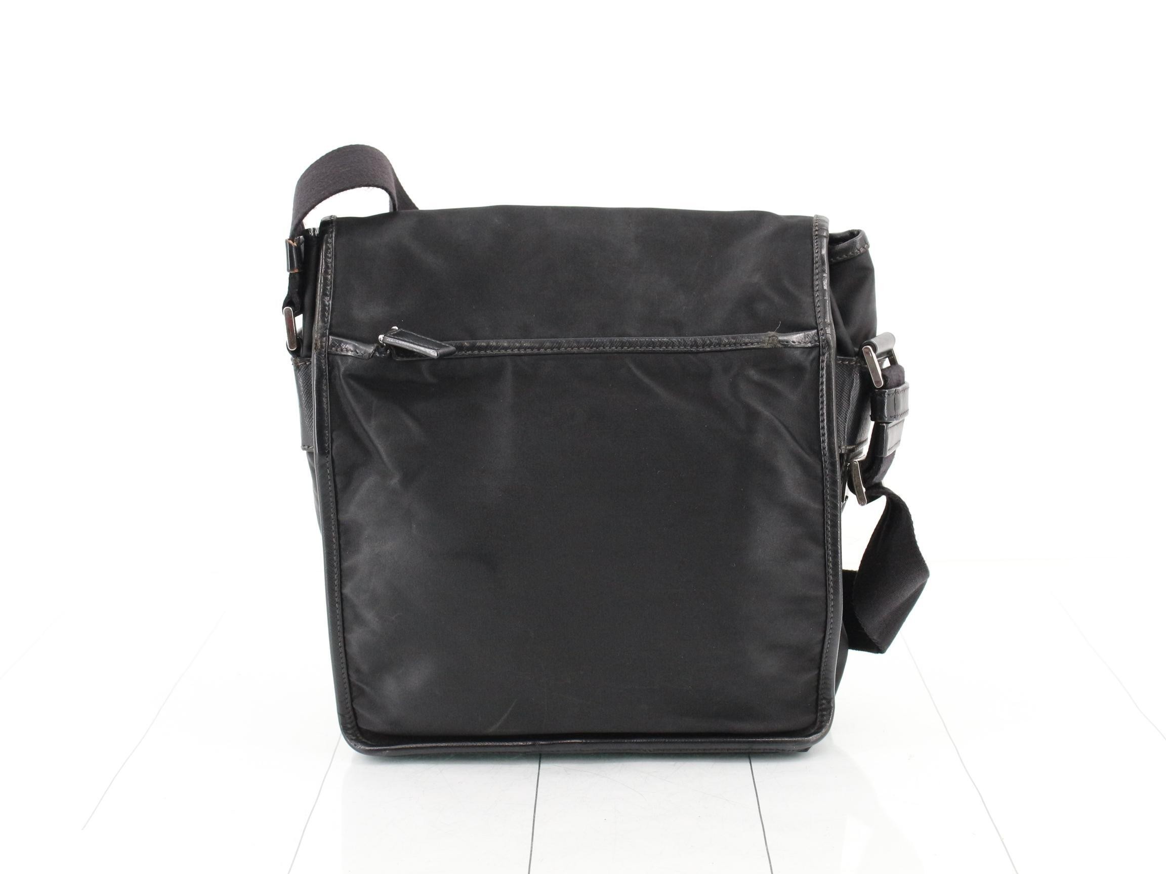 Tessuto Nylon x Leather Shoulder Bag, Black — view 2