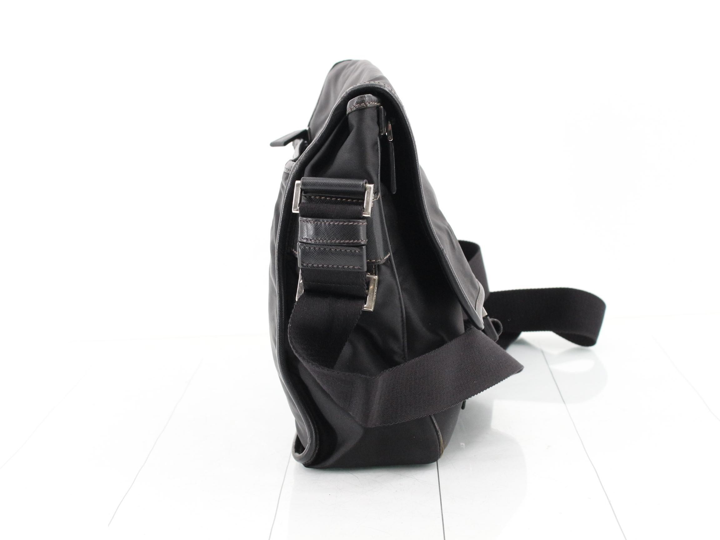 Tessuto Nylon x Leather Shoulder Bag, Black — view 4