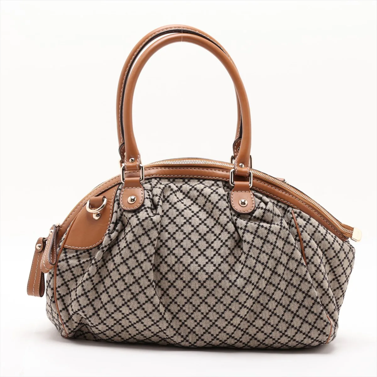 Diamante 223974 Canvas x Leather 2-Way Handbag Beige x Brown — view 2