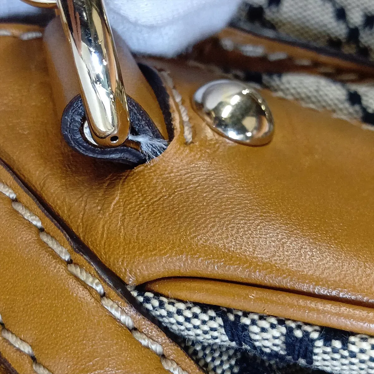 Diamante 223974 Canvas x Leather 2-Way Handbag Beige x Brown — view 13