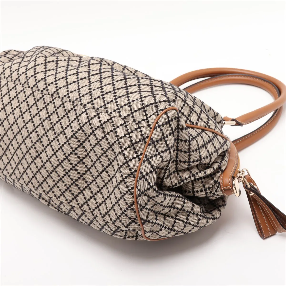Diamante 223974 Canvas x Leather 2-Way Handbag Beige x Brown — view 3