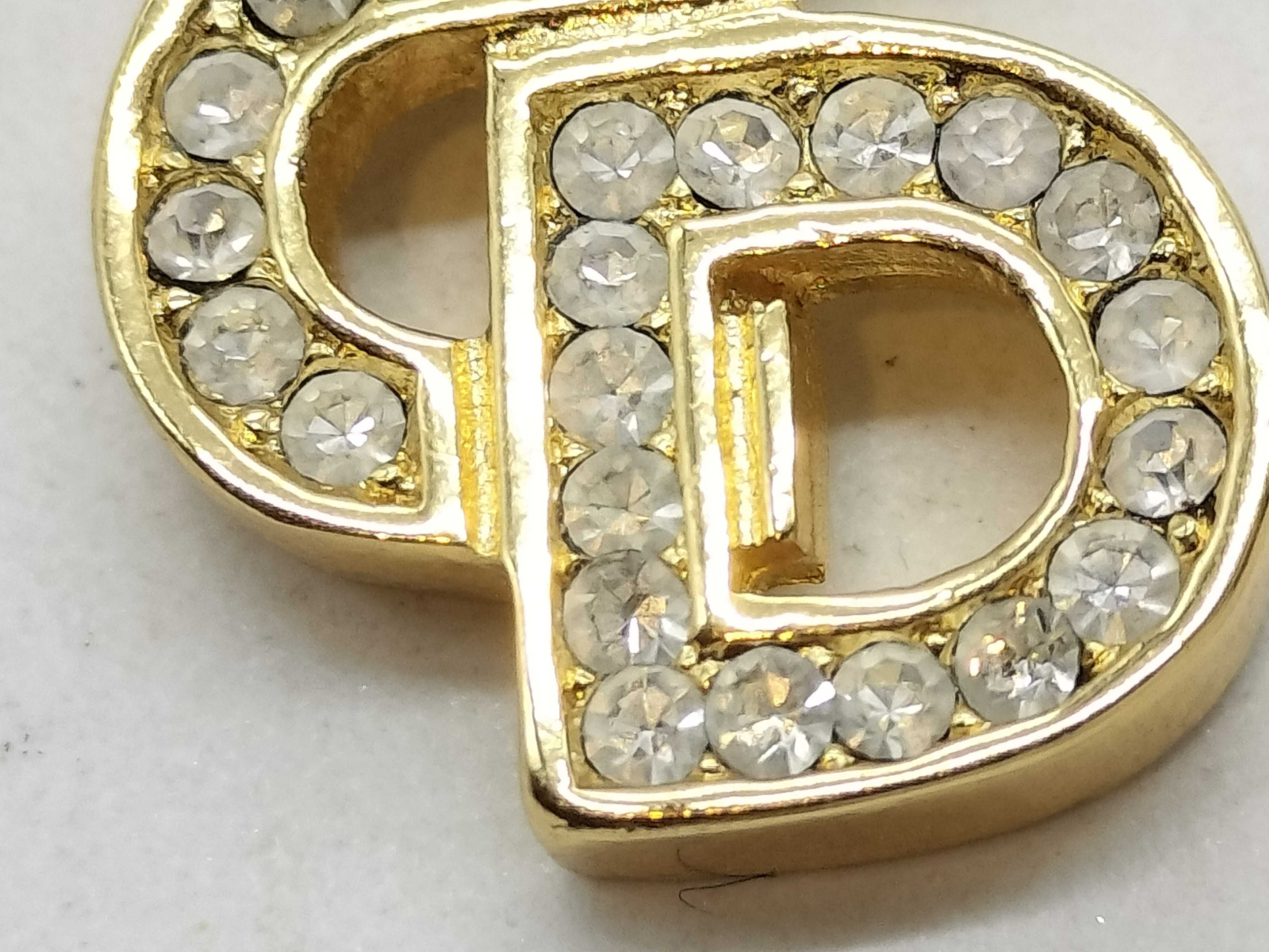 Logo x Crown x Rhinestone Necklace with Gold Hardware — view 3