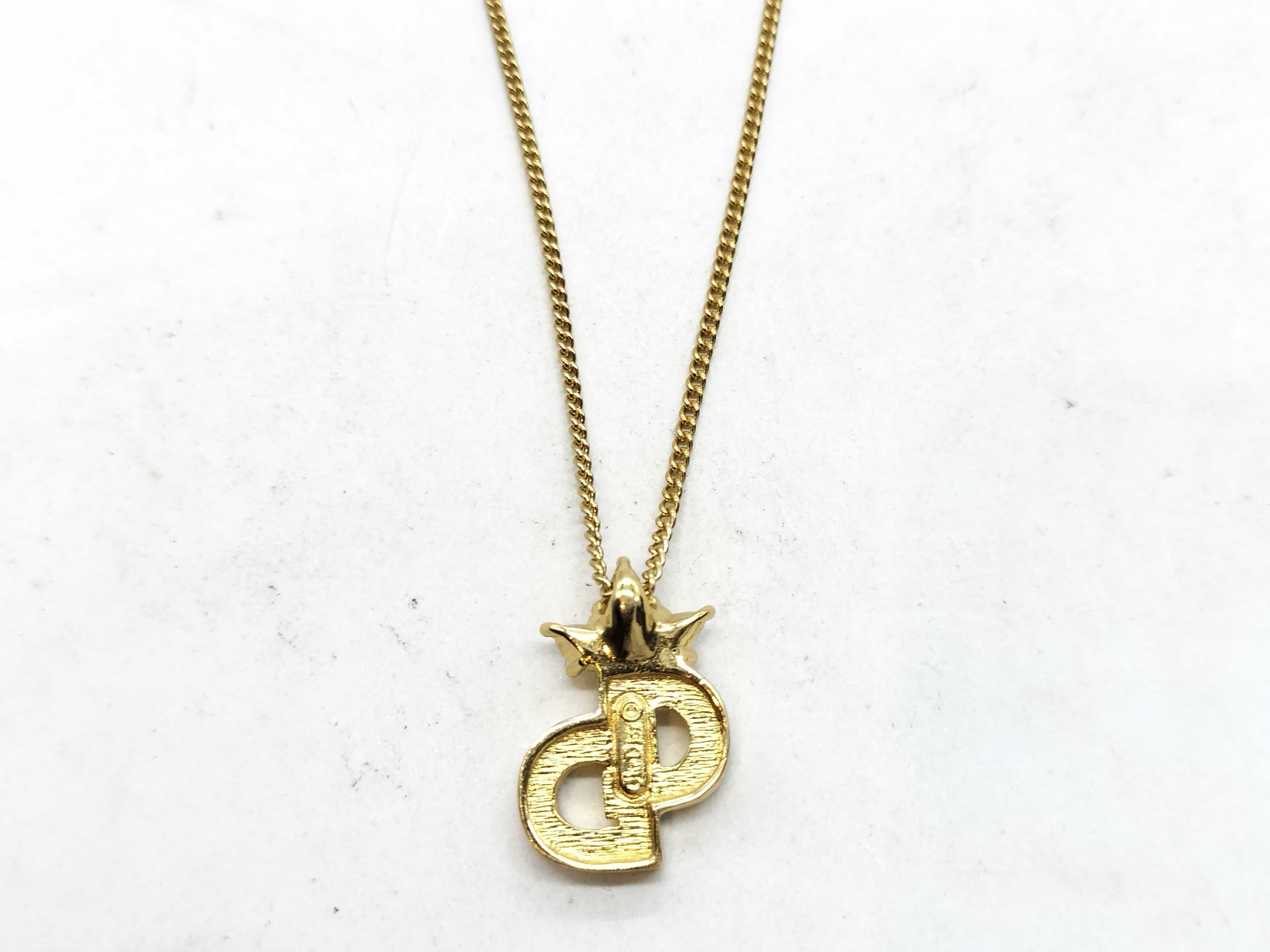 Logo x Crown x Rhinestone Necklace with Gold Hardware — view 4