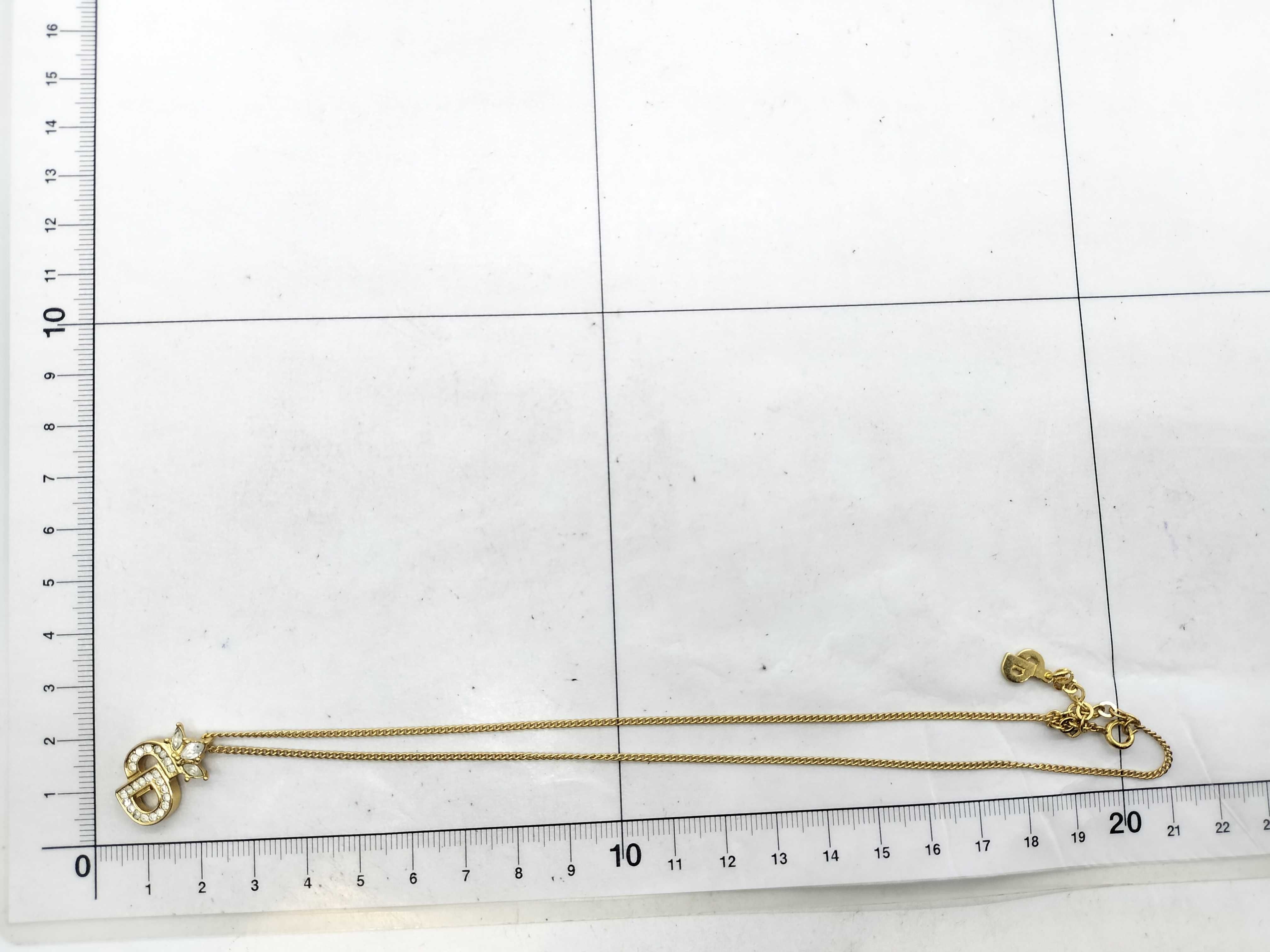 Logo x Crown x Rhinestone Necklace with Gold Hardware — view 9
