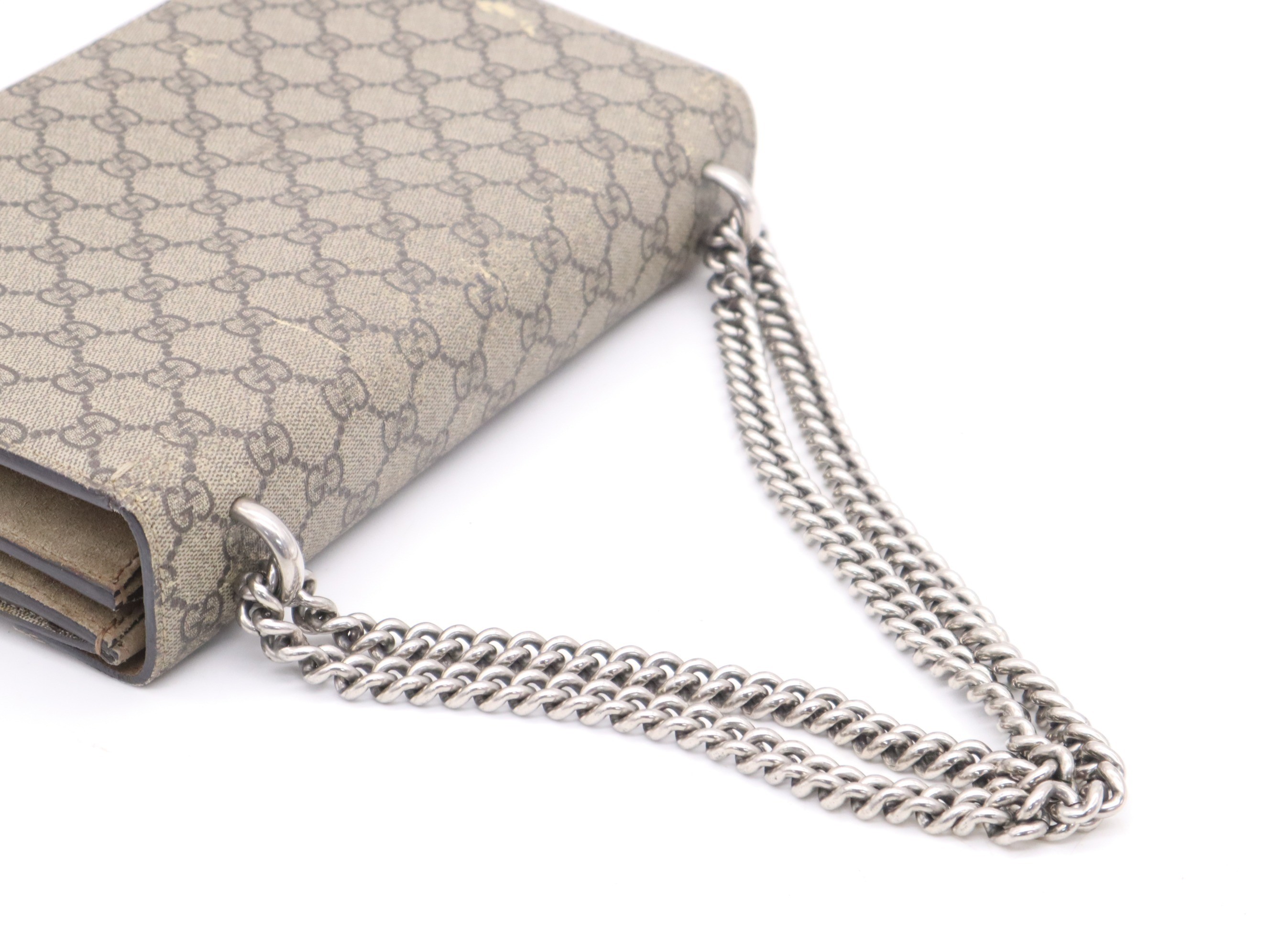 PVC x Leather GG Supreme Dionysus Chain Mini Bag, Beige — view 6