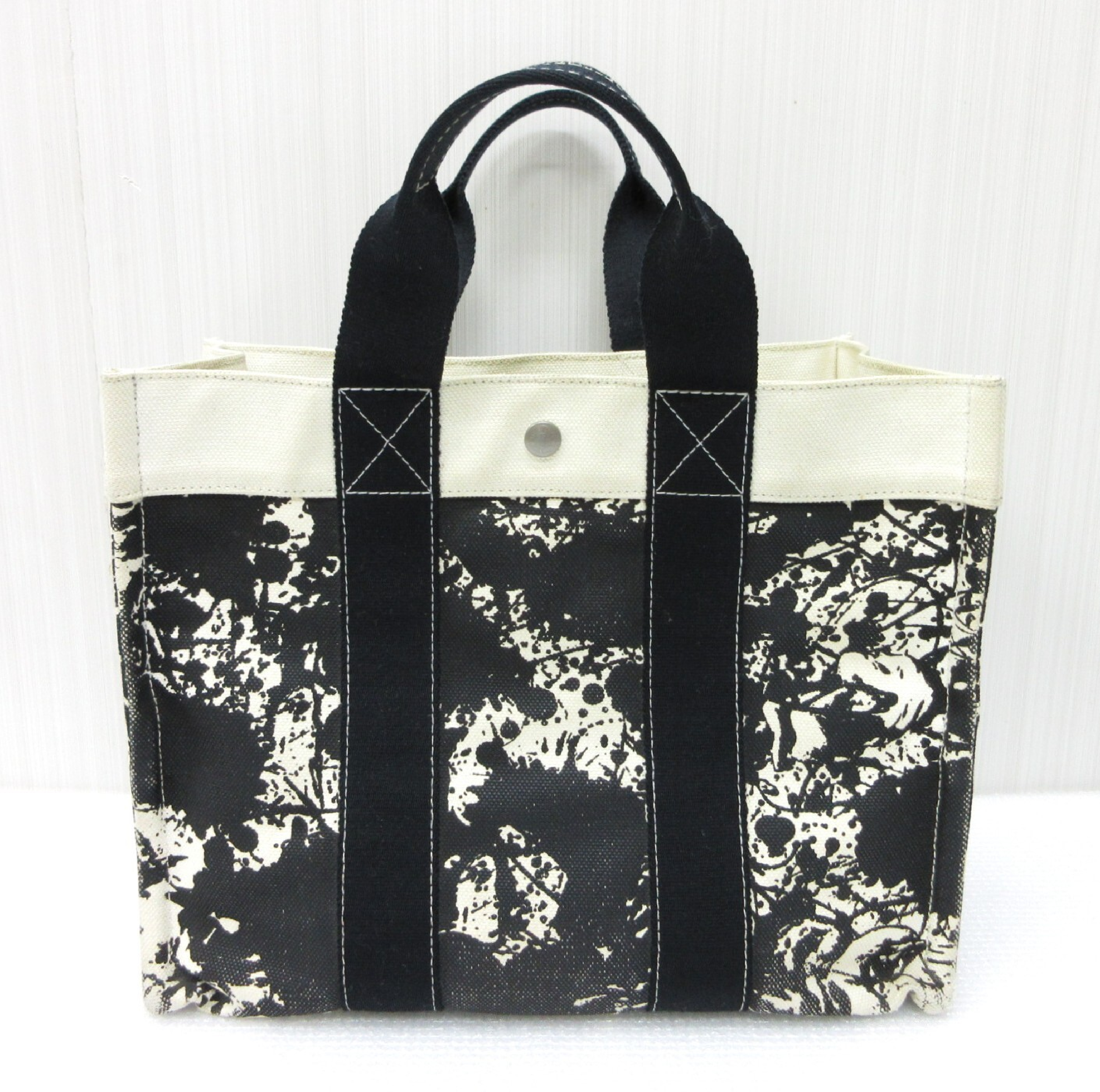 Bora PM Tote Handbag with Pouch, Cheval Supreme Canvas, Black and White Tote Bag