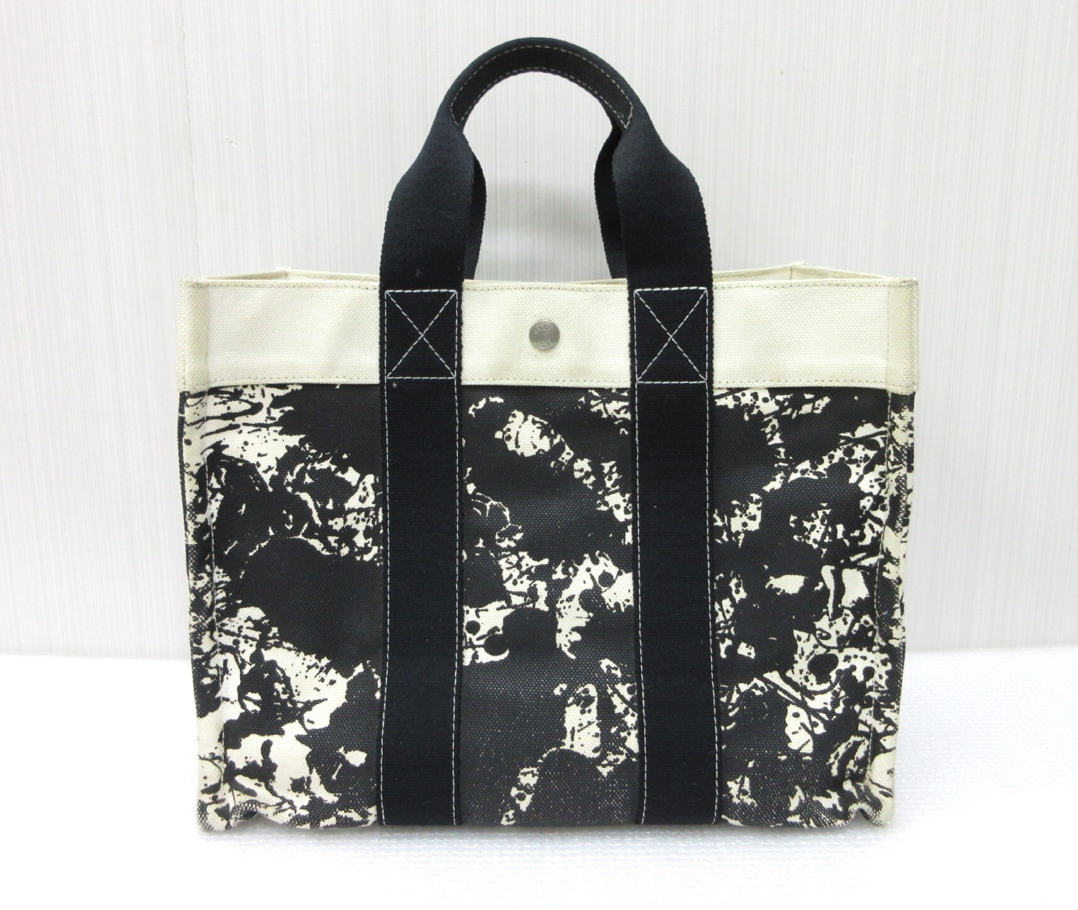 Bora PM Tote Handbag with Pouch, Cheval Supreme Canvas, Black and White Tote Bag — view 2