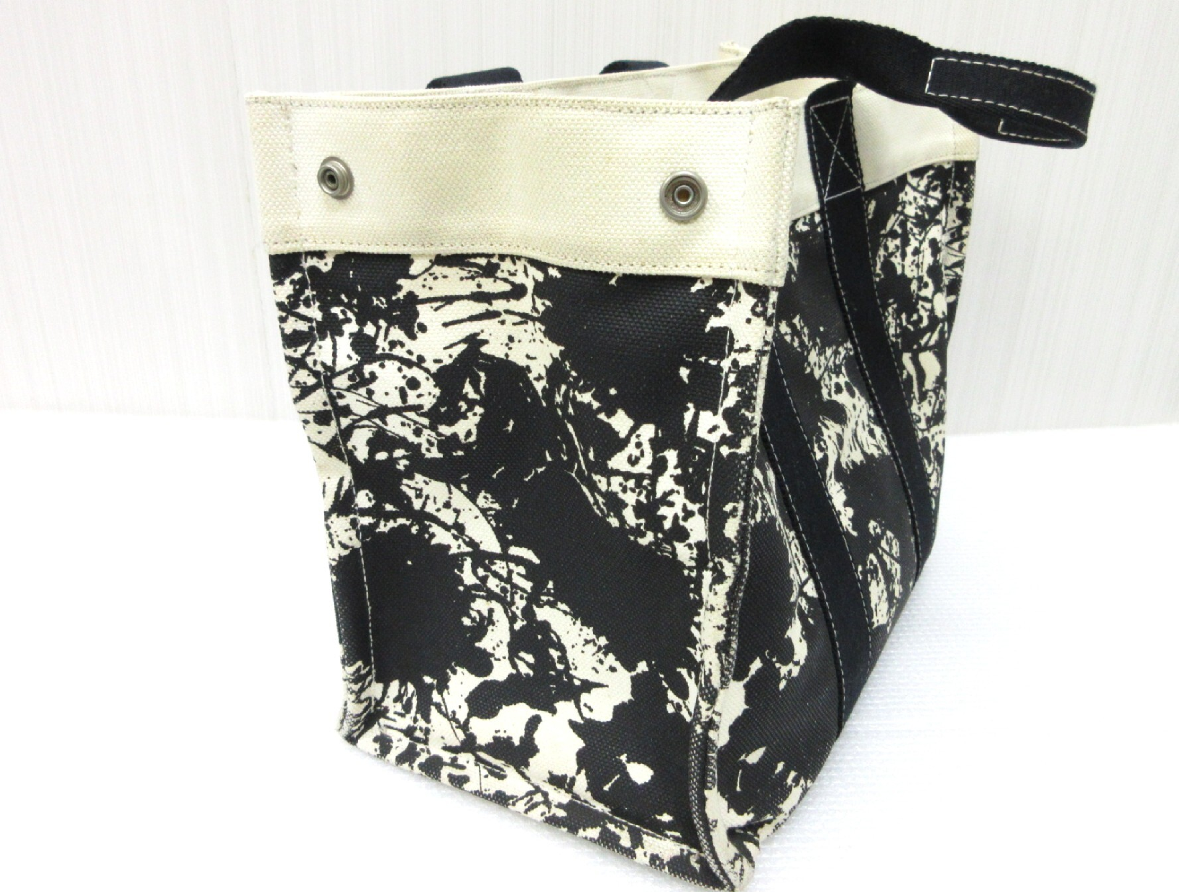 Bora PM Tote Handbag with Pouch, Cheval Supreme Canvas, Black and White Tote Bag — view 7