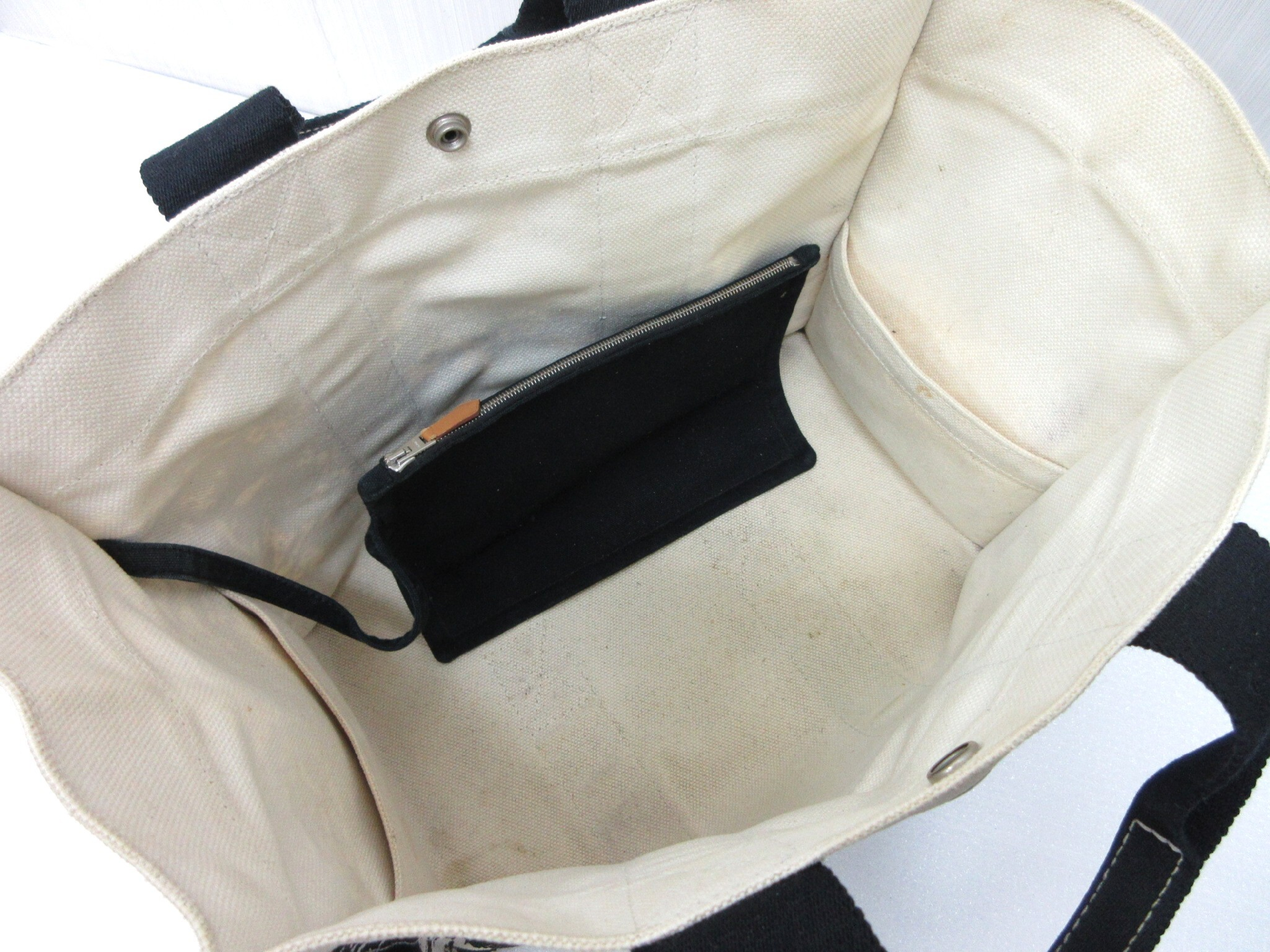 Bora PM Tote Handbag with Pouch, Cheval Supreme Canvas, Black and White Tote Bag — view 8