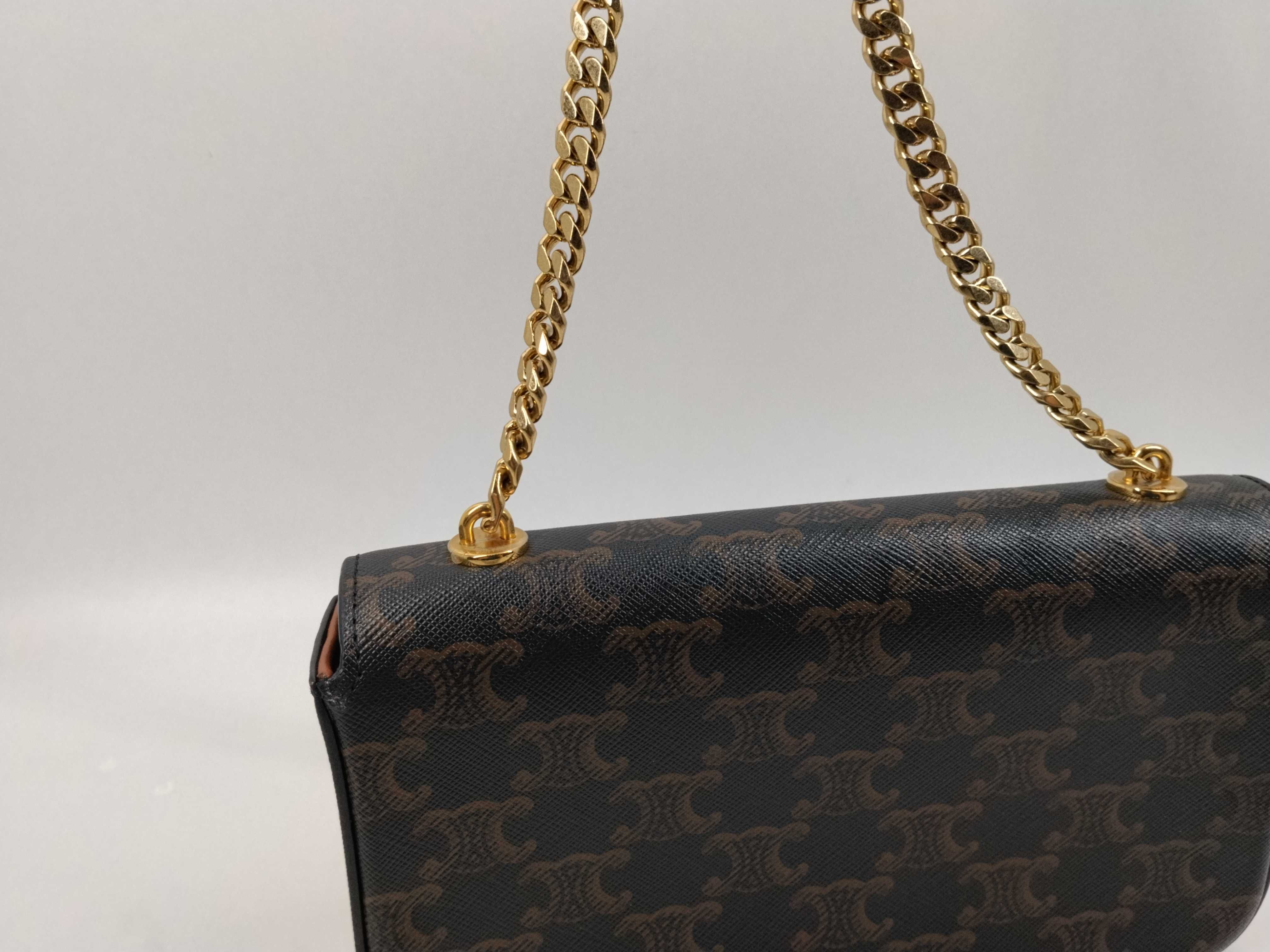 Triomphe Chain Shoulder Bag, Brown Shoulder Bag — view 3