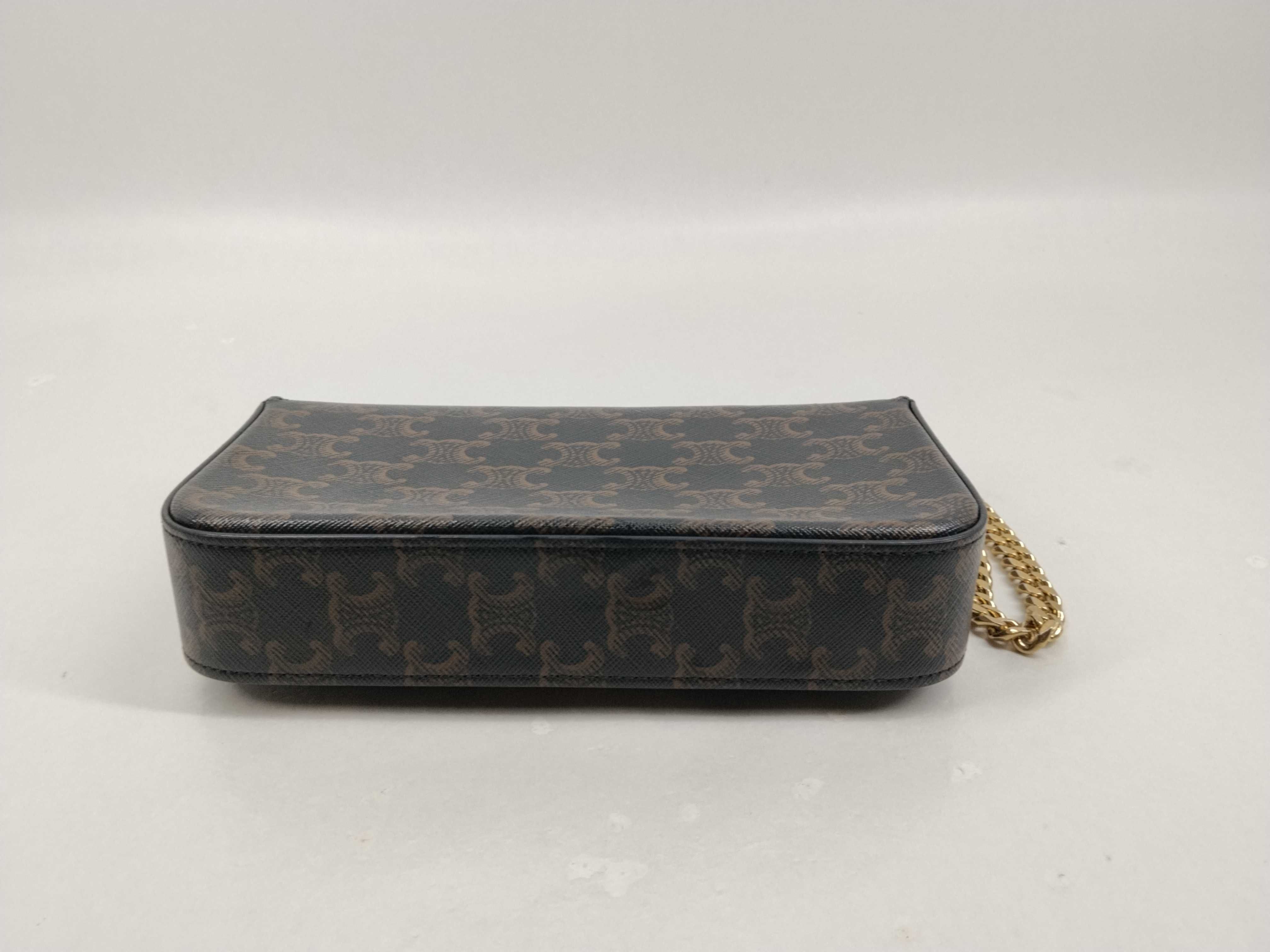 Triomphe Chain Shoulder Bag, Brown Shoulder Bag — view 7