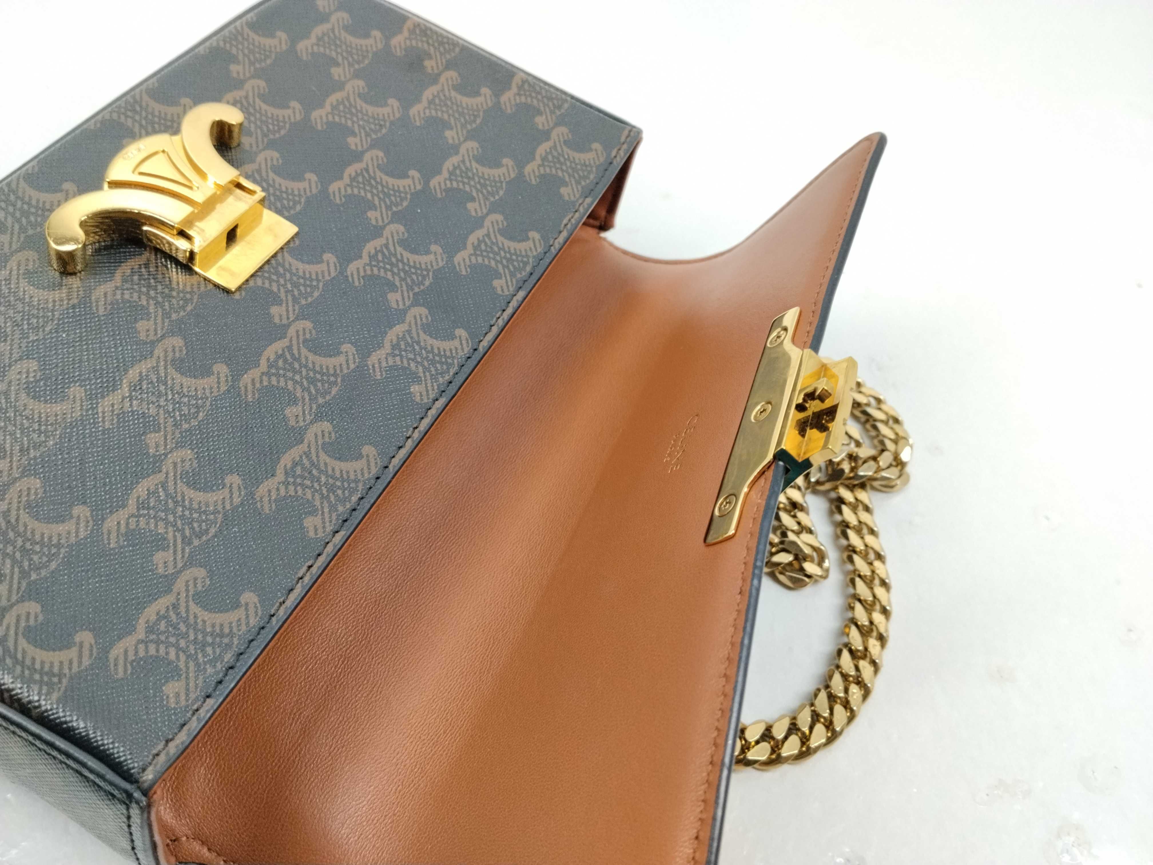Triomphe Chain Shoulder Bag, Brown Shoulder Bag — view 9
