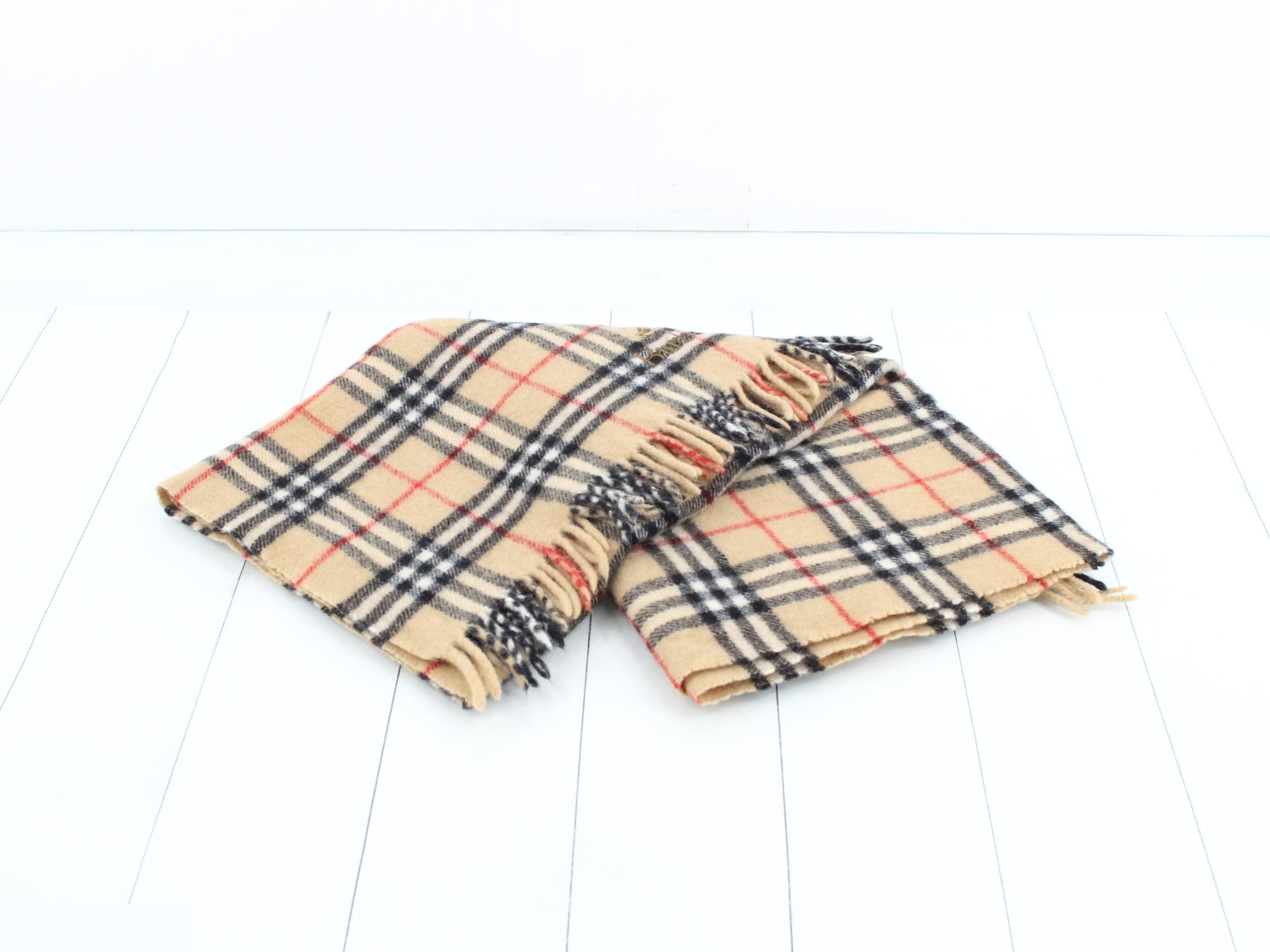 Nova Check lap blanket/shawl, beige, with tags. — view 2