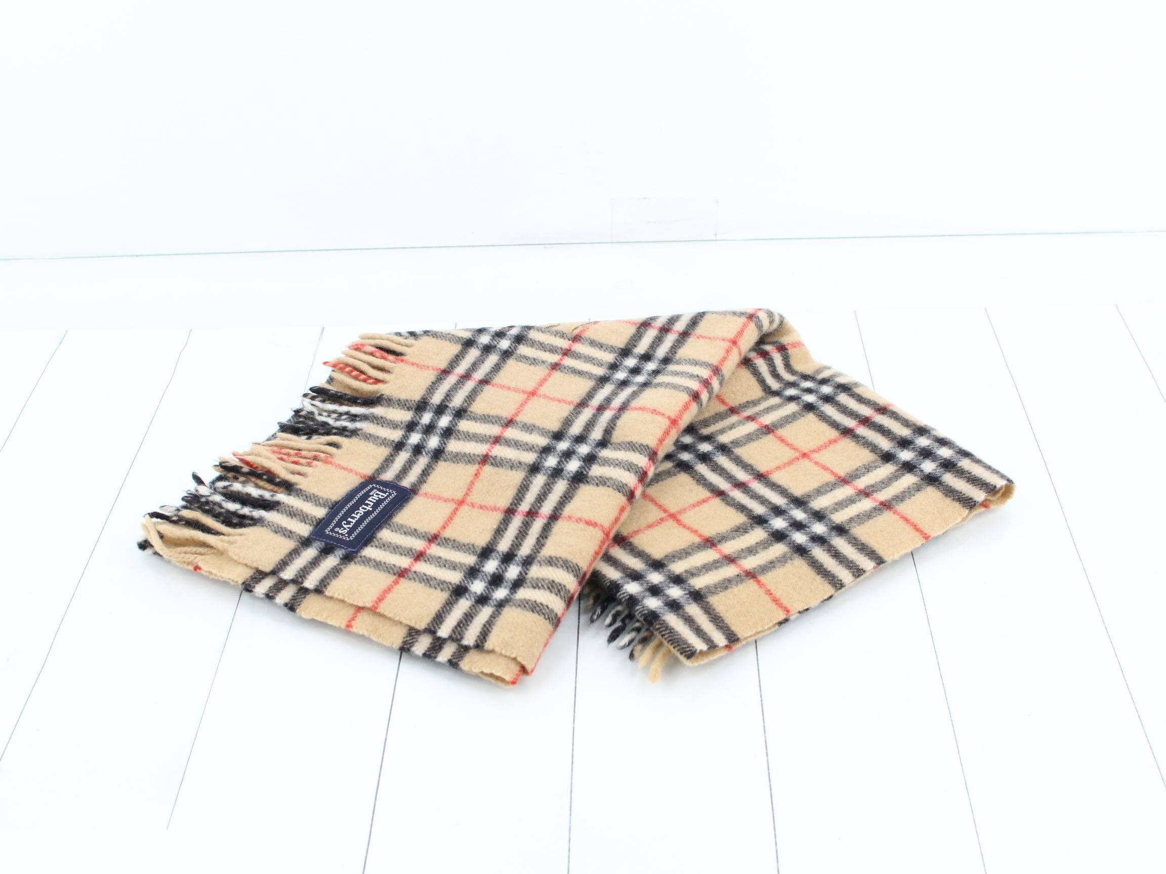 Nova Check lap blanket/shawl, beige, with tags. — view 3
