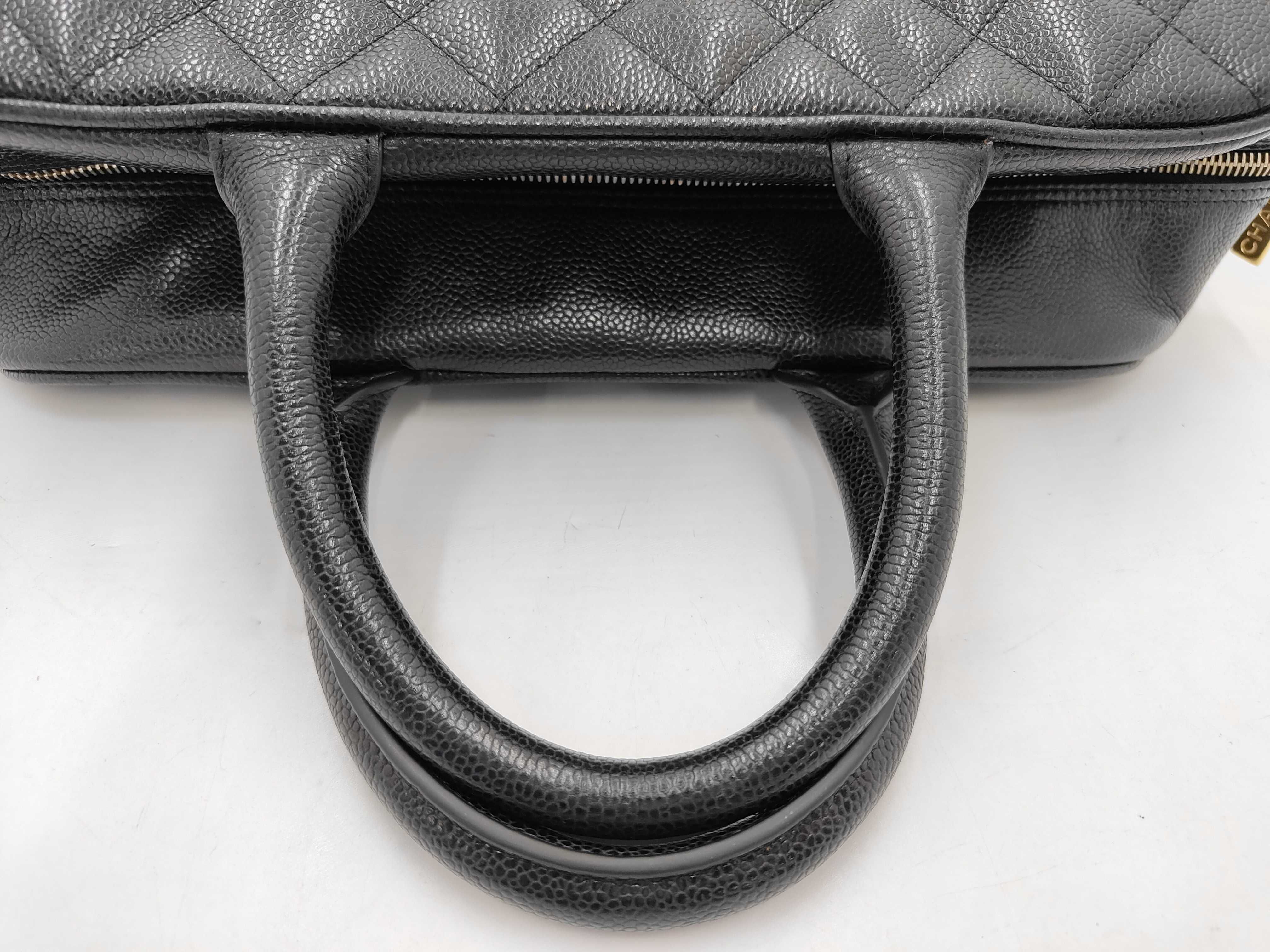 Caviar Skin Matelassé Mini Boston Bag, Large Coco Black Boston Bag — view 5