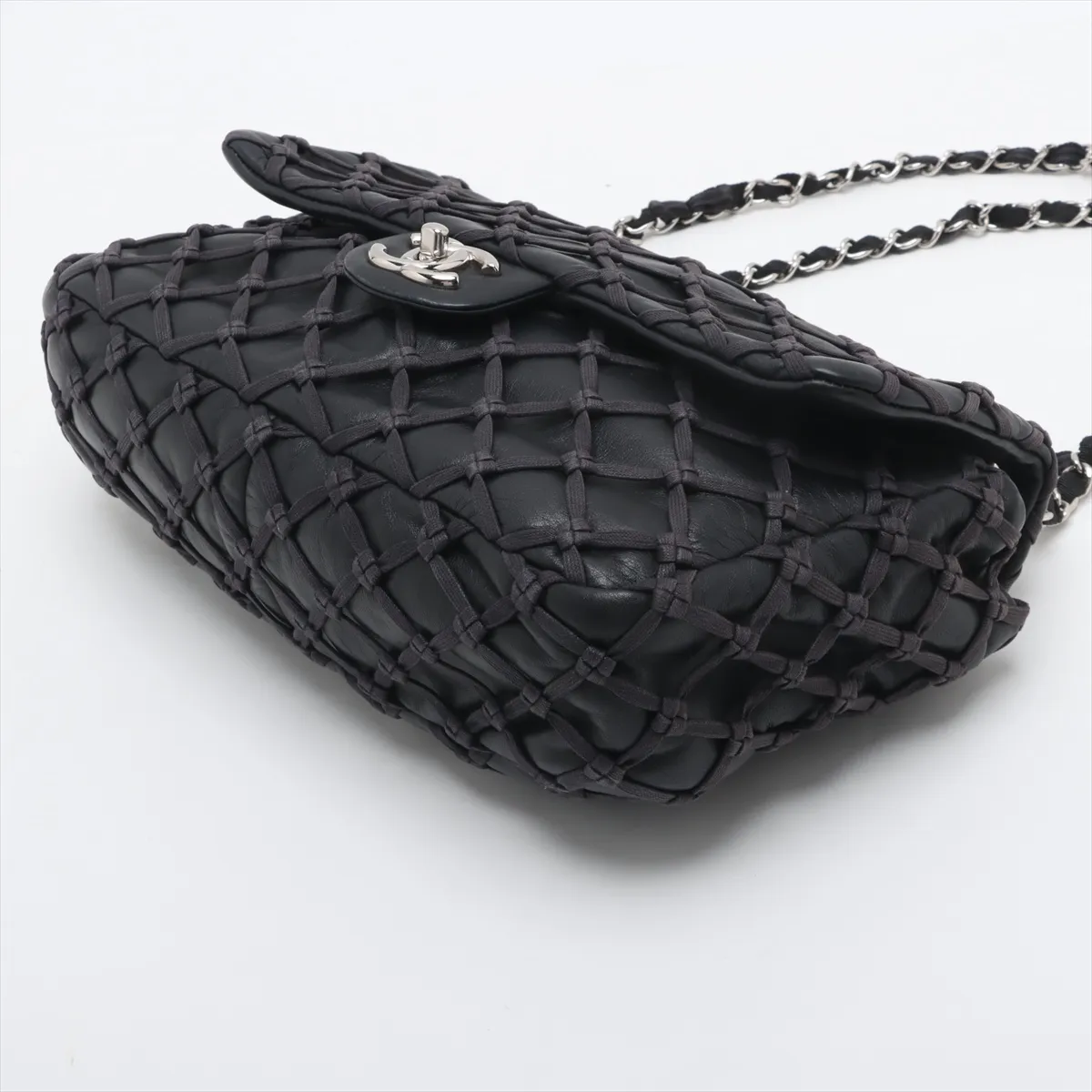 Coco Mark Lamb Single Flap Double Chain Bag Navy Silver Hardware 14161143 14th Series — view 3