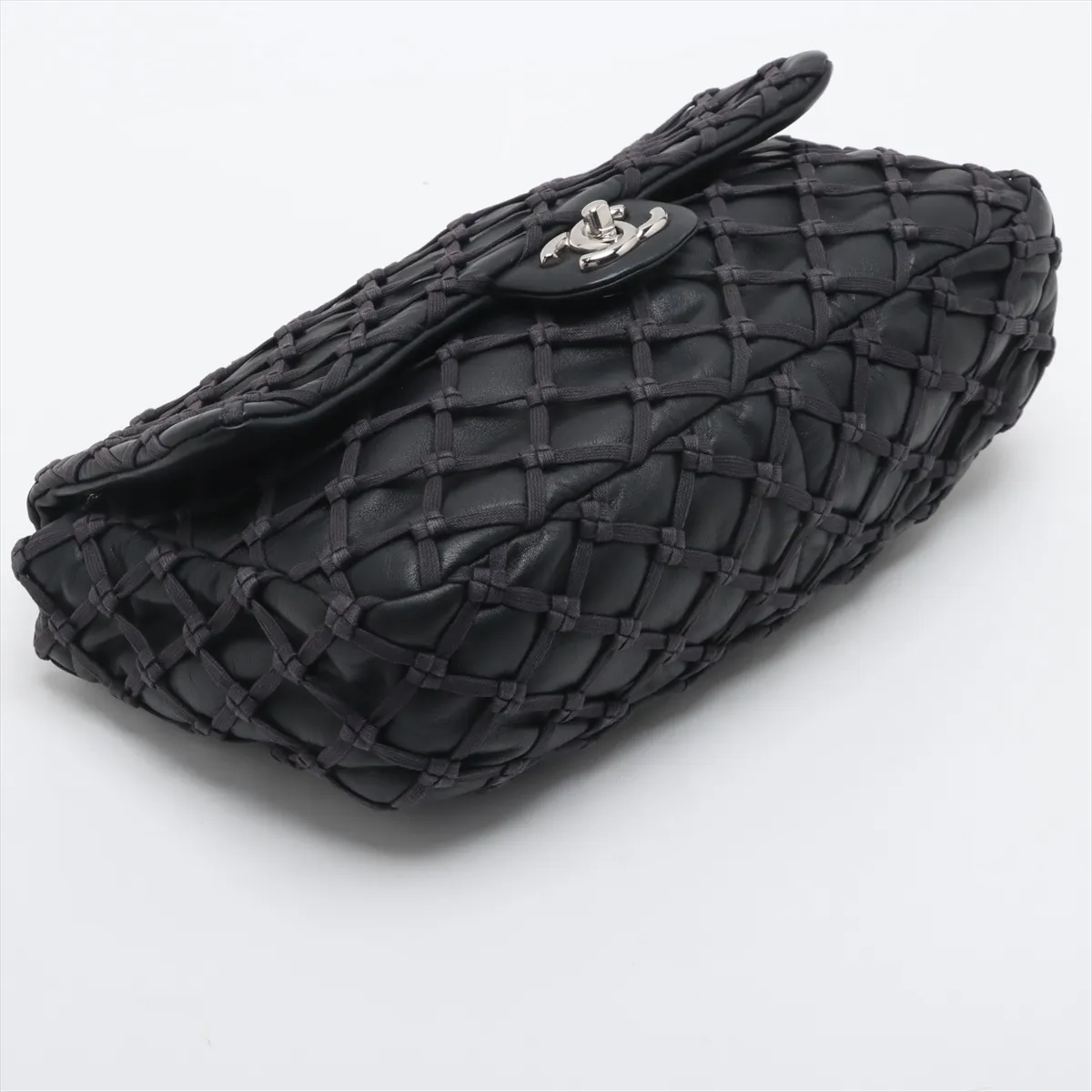 Coco Mark Lamb Single Flap Double Chain Bag Navy Silver Hardware 14161143 14th Series — view 4