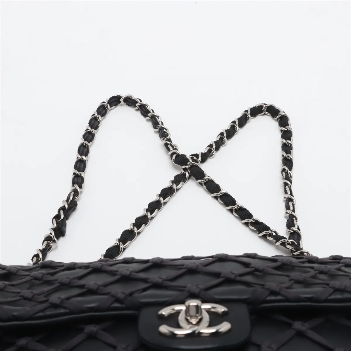 Coco Mark Lamb Single Flap Double Chain Bag Navy Silver Hardware 14161143 14th Series — view 6