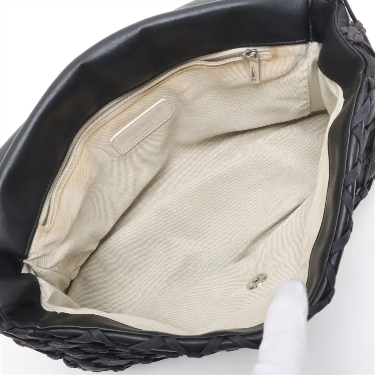 Coco Mark Lamb Single Flap Double Chain Bag Navy Silver Hardware 14161143 14th Series — view 7