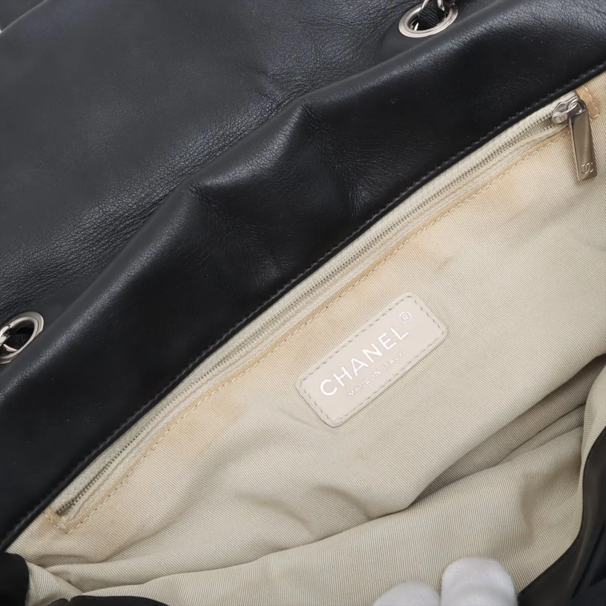 Coco Mark Lamb Single Flap Double Chain Bag Navy Silver Hardware 14161143 14th Series — view 10