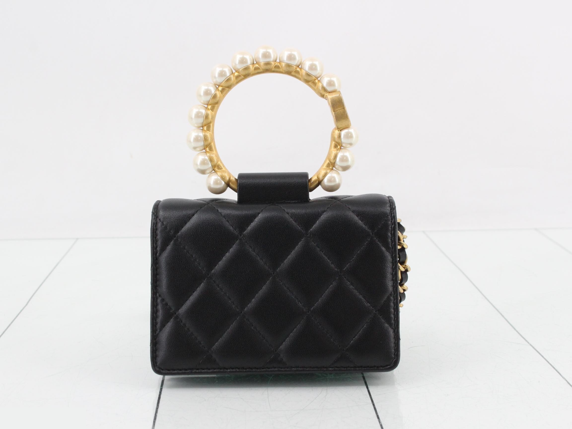 Lambskin Pearl Top Handle Chain Wallet — view 2