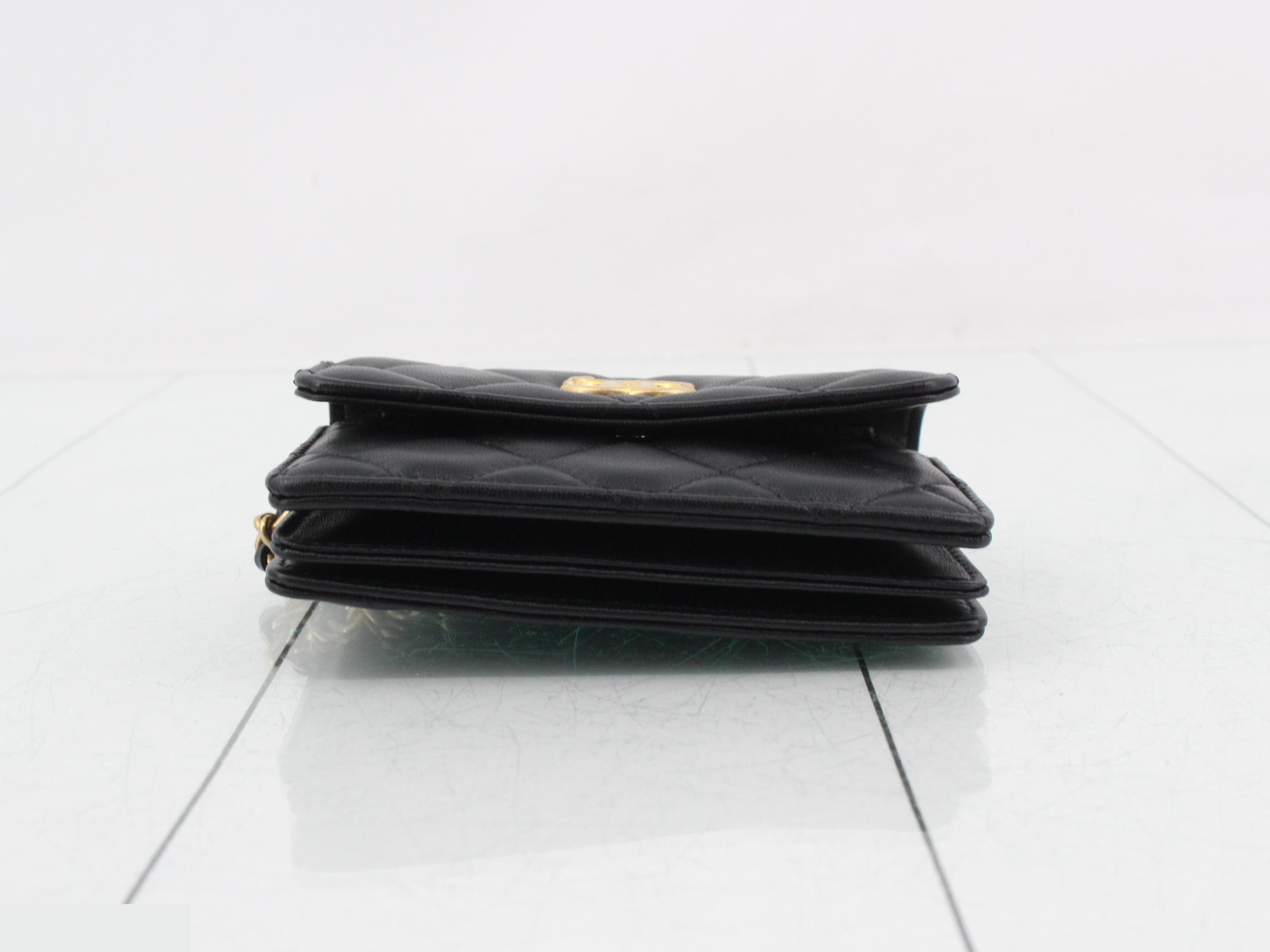Lambskin Pearl Top Handle Chain Wallet — view 3
