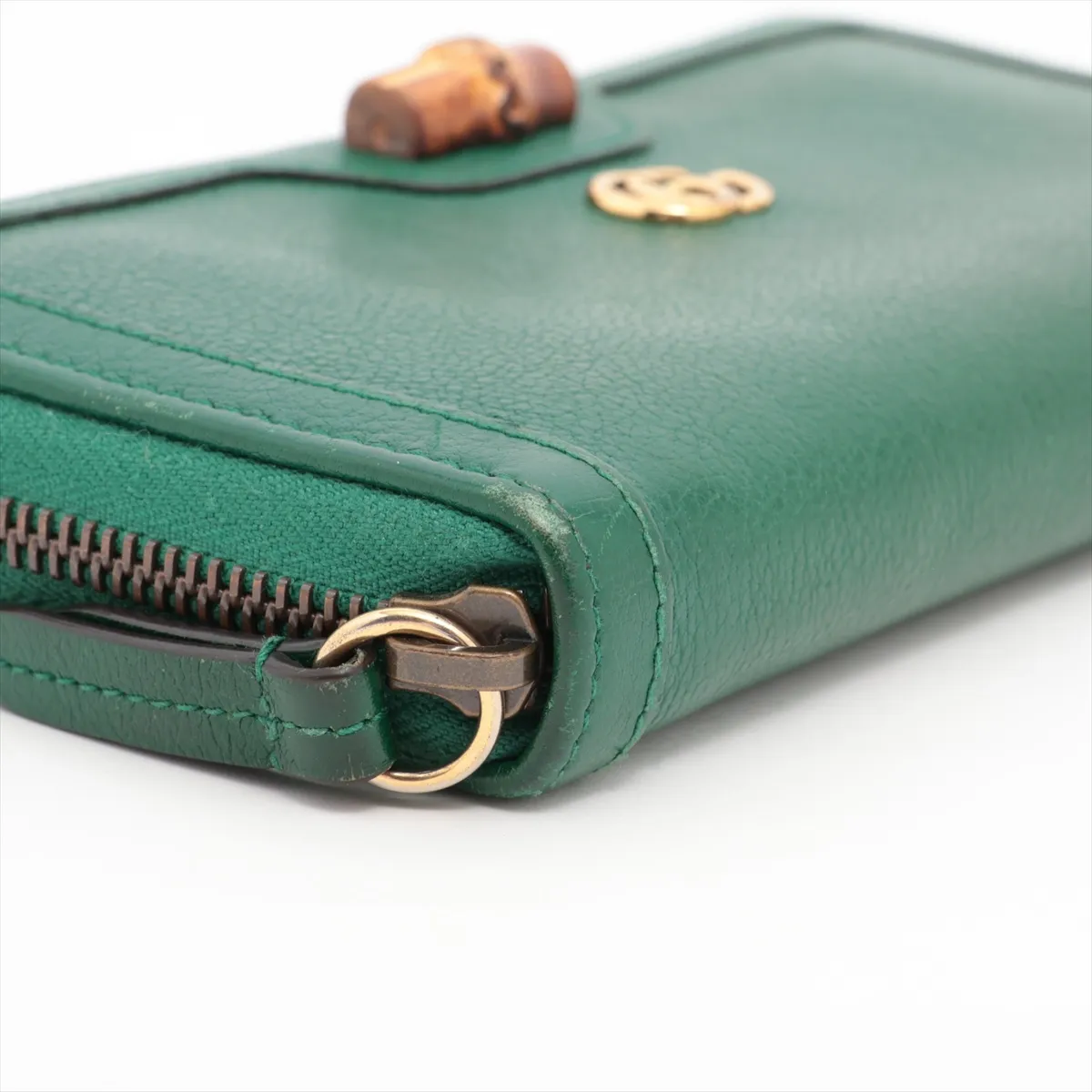 Diana Bamboo 658634 Leather Round Zip Wallet Green — view 12