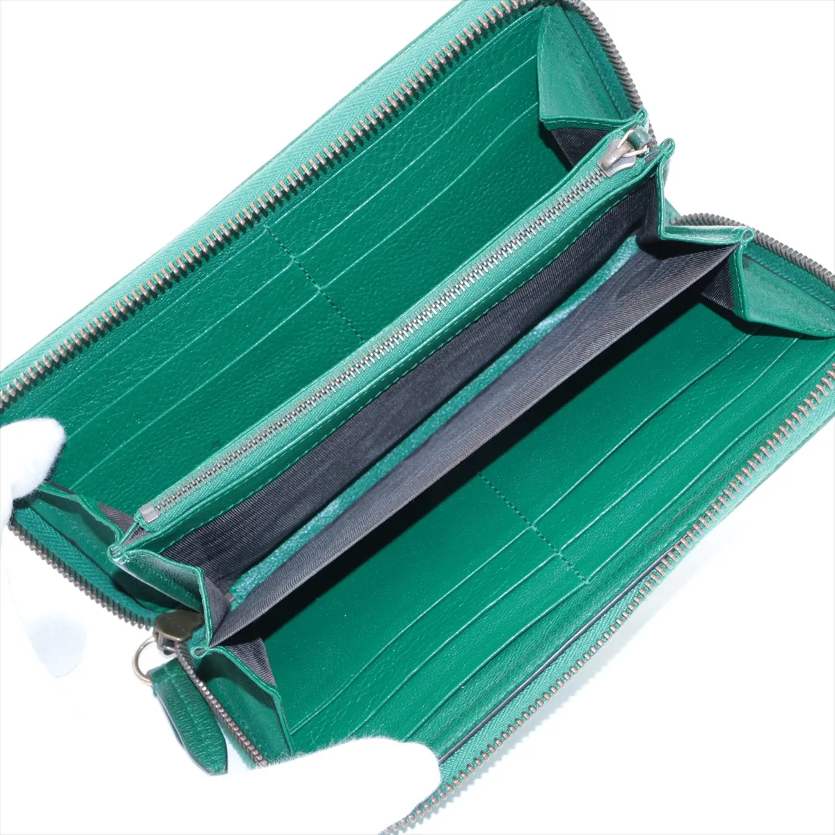 Diana Bamboo 658634 Leather Round Zip Wallet Green — view 3