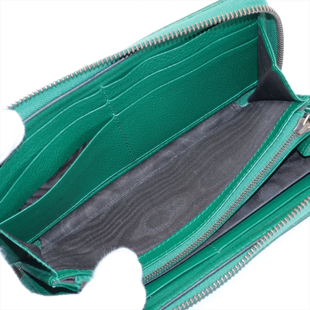 Diana Bamboo 658634 Leather Round Zip Wallet Green — view 4