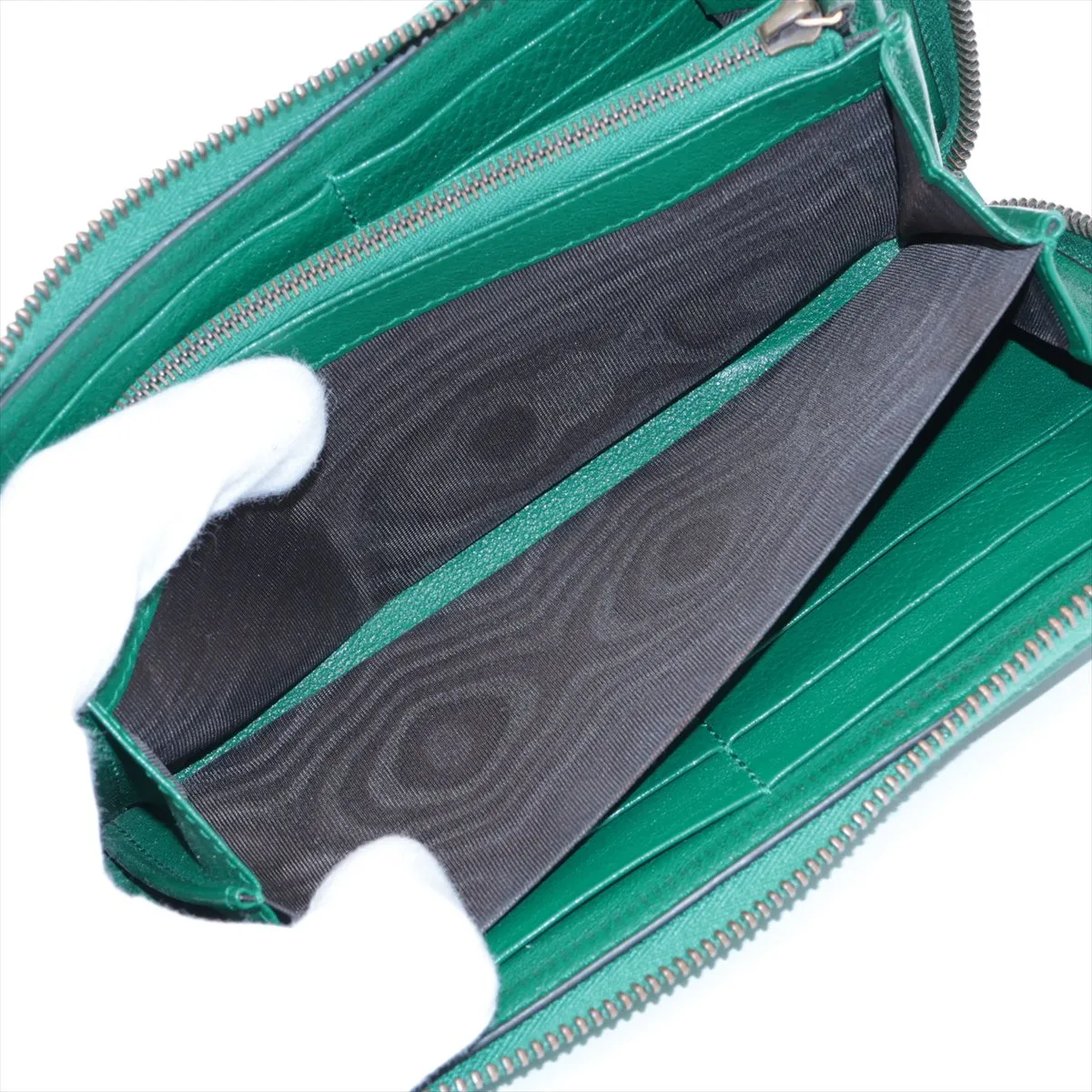 Diana Bamboo 658634 Leather Round Zip Wallet Green — view 5