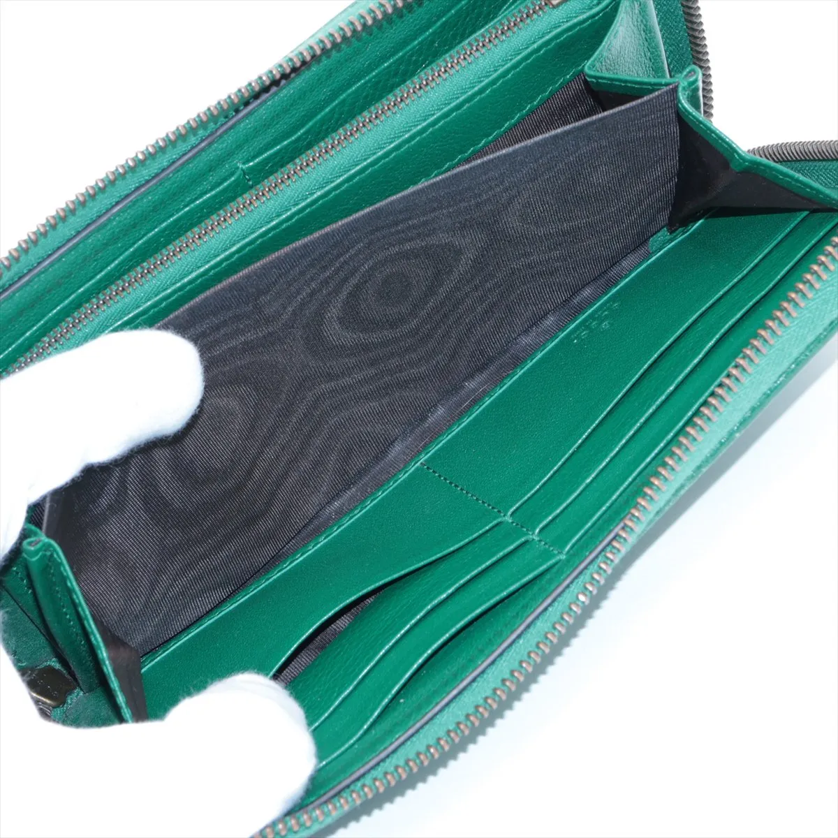 Diana Bamboo 658634 Leather Round Zip Wallet Green — view 6