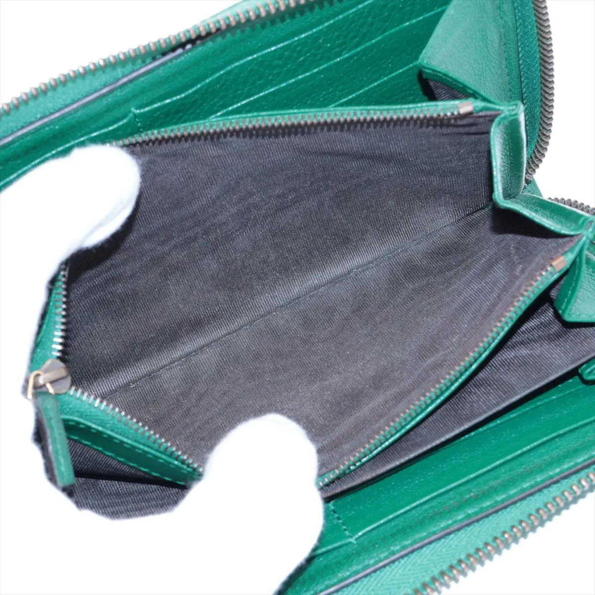 Diana Bamboo 658634 Leather Round Zip Wallet Green — view 7