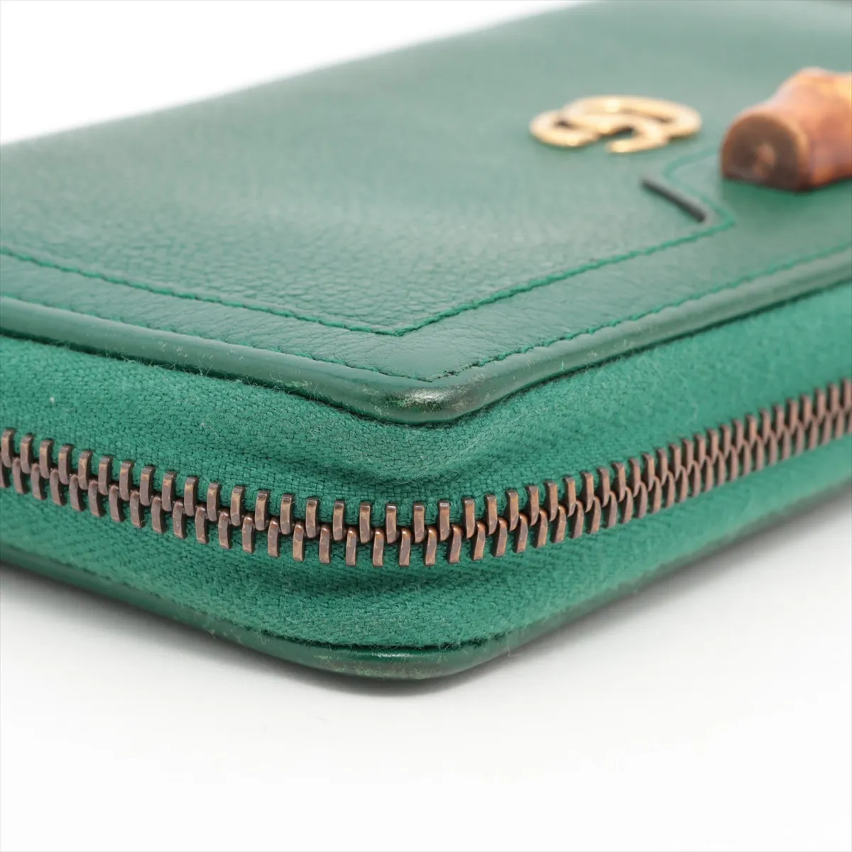 Diana Bamboo 658634 Leather Round Zip Wallet Green — view 10