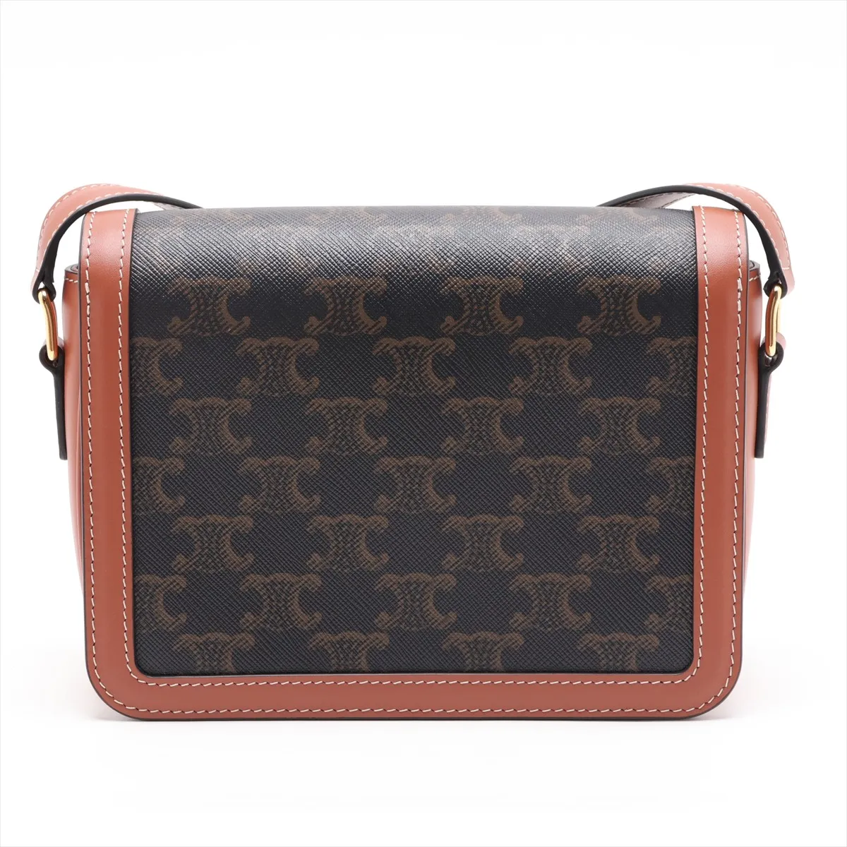 Triomphe Teen PVC x Leather Shoulder Bag, Brown — view 2