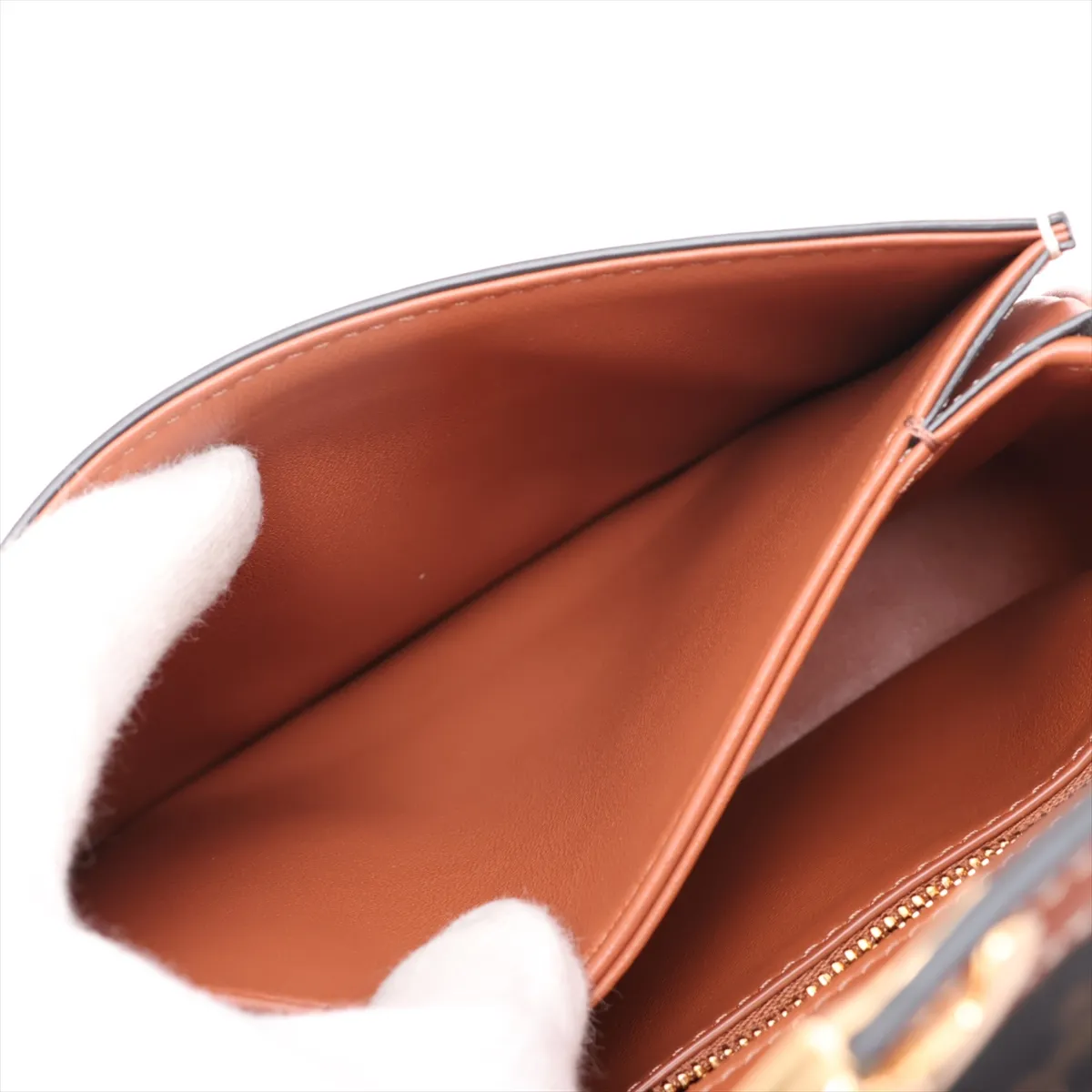Triomphe Teen PVC x Leather Shoulder Bag, Brown — view 7